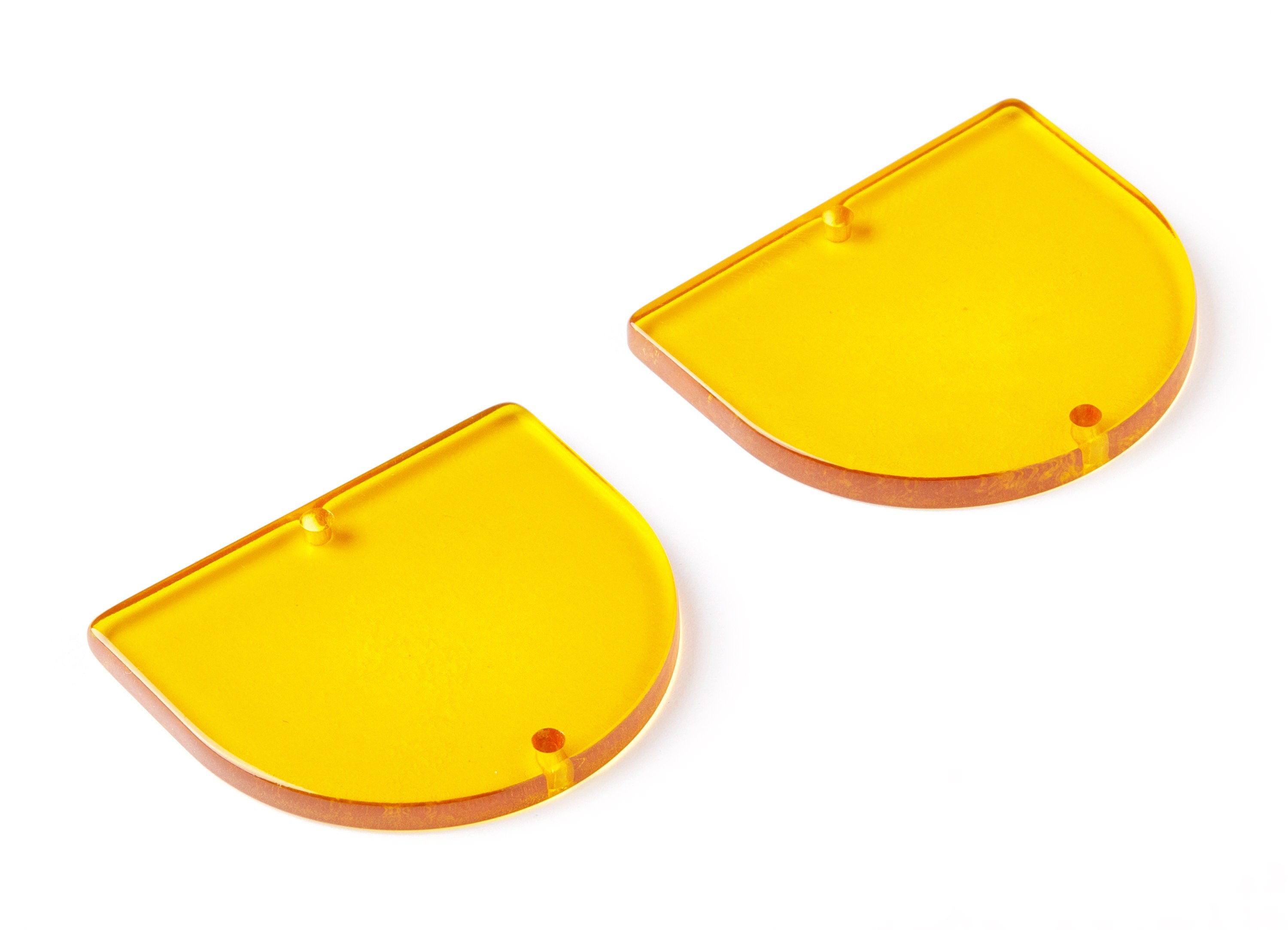 Acrylic Earring Charms - 2 Holes - Tortoise Shell Earrings - D Shaped Pendant - Color Code: A283 - 33.43x29.25x2.7mm - AC1634-A283 - DOMEDBAZAAR