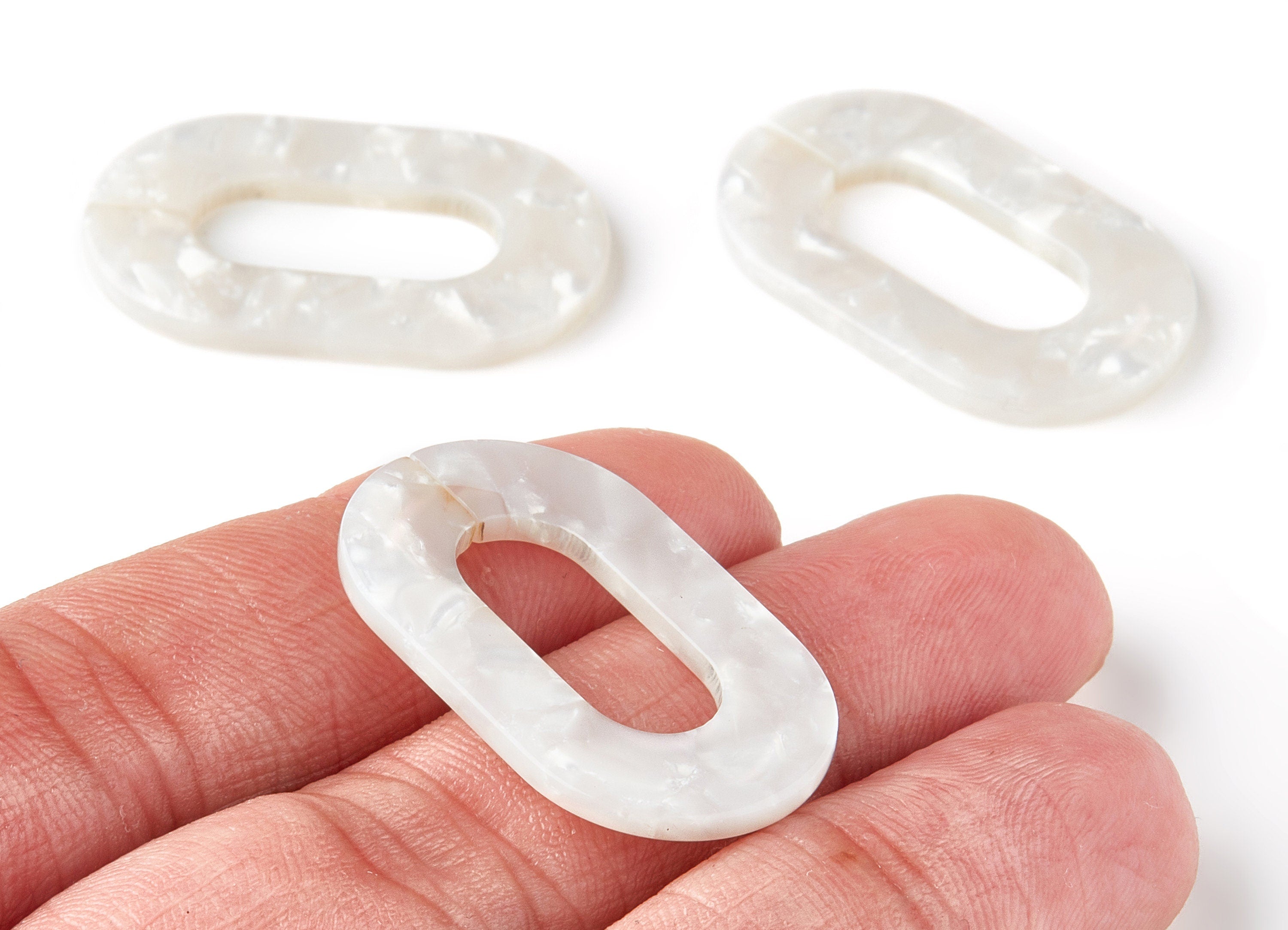 Acetate Oval Earring Charms - Laser Cut Open Oval Flat Cable Chain - Jewelry Supplies - Color Code: A12 - 32.52x19.75x2.66mm - AC1148E - DOMEDBAZAAR