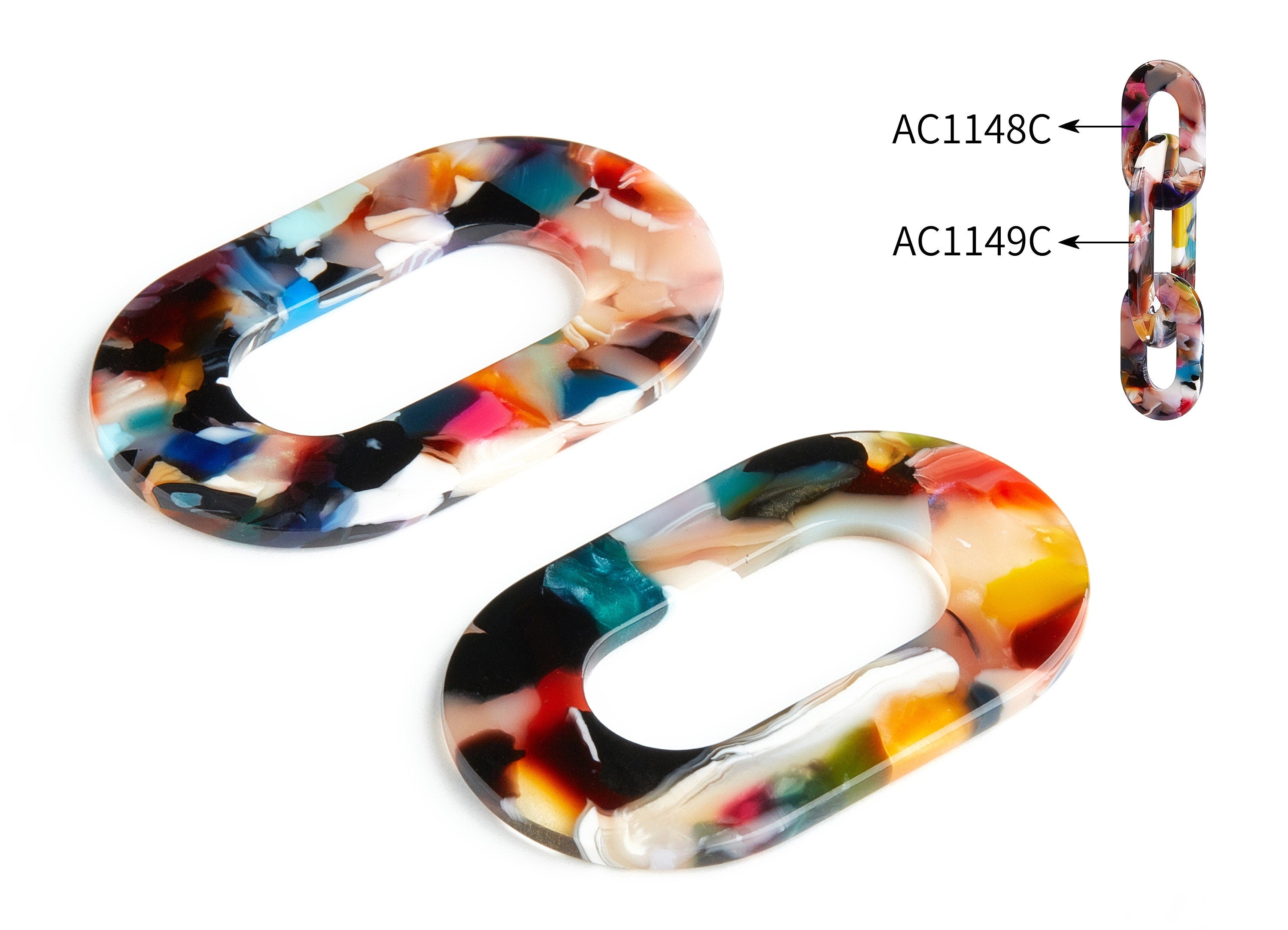 Acetate Oval Earring Charms - Acrylic Oval Pendant - Earring Findings - Jewelry Supplies - Color Code: A60 - 46.89x29.3x2.63mm - AC1149C - DOMEDBAZAAR