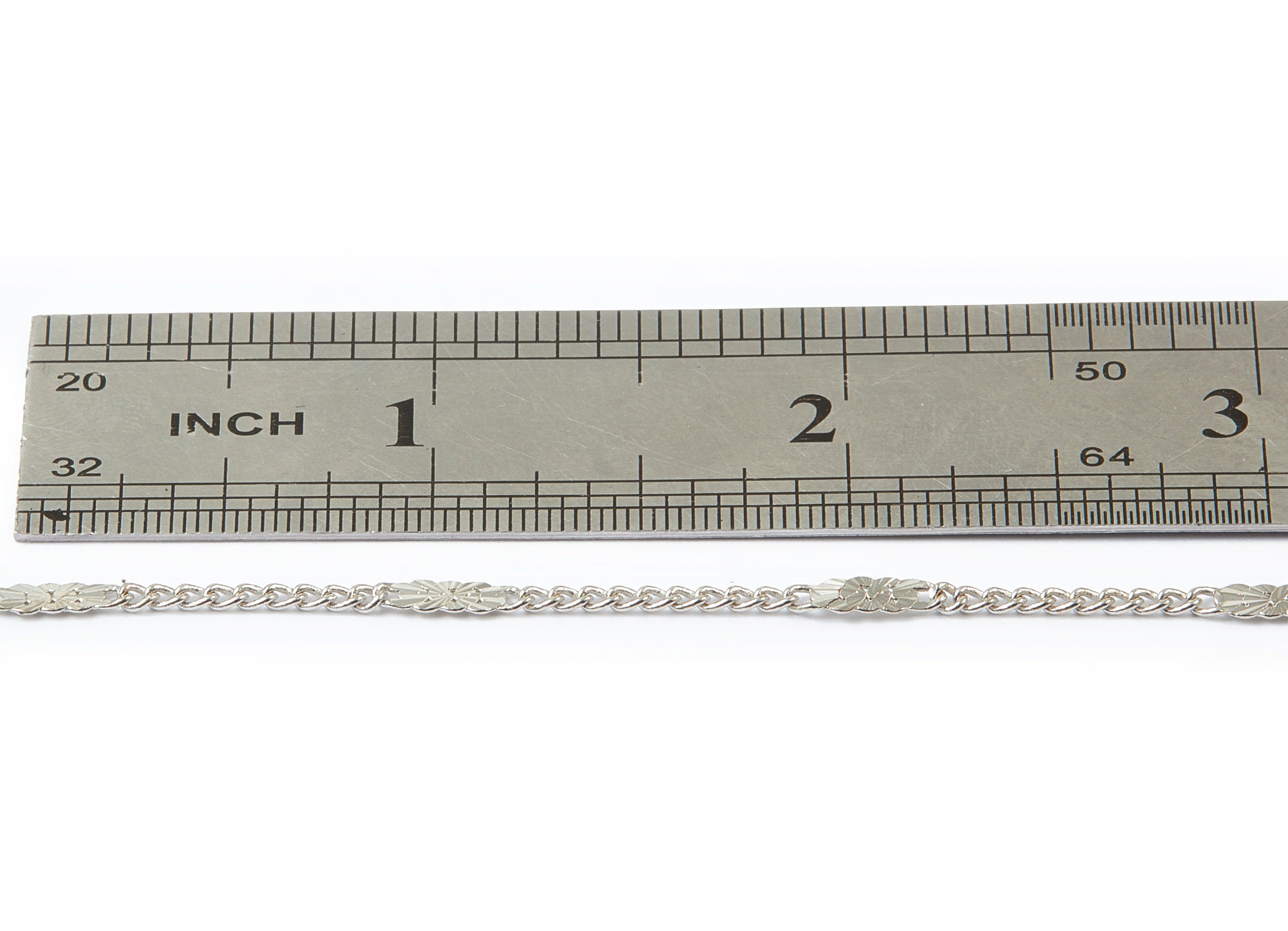 Hammered Satellite Curb Chain - Brass Chain - Silver Tone Plated Chain - Soldered Chain - 0.10" x 0.07" x 0.11" - CC1108S - DOMEDBAZAAR