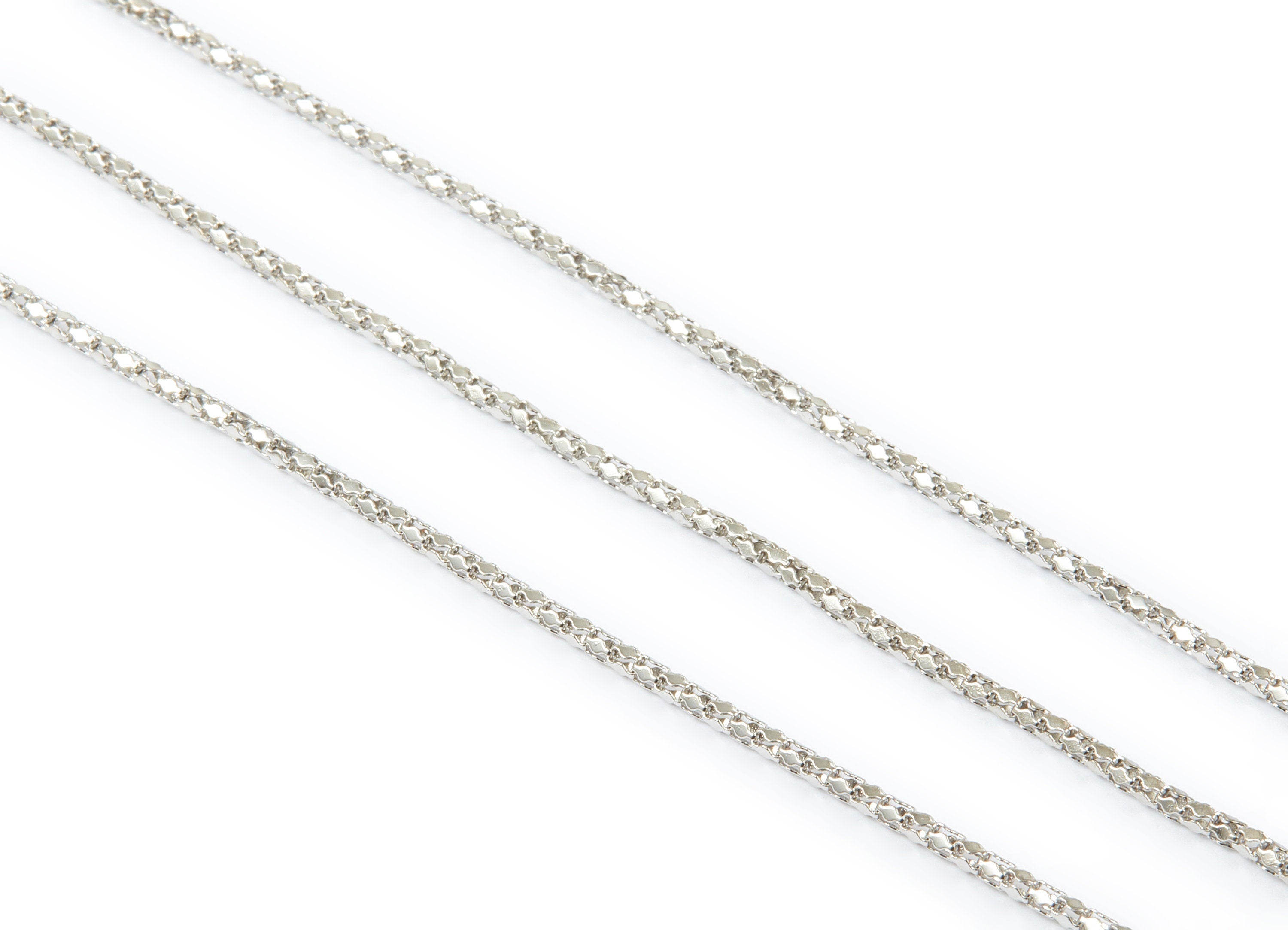 Hollow Mesh Chain - Round Hollow Mesh Snake Chain - Iron Necklace Chain - Silver Tone Plated - for Jewelry Making - 0.08" - CC1058 - DOMEDBAZAAR