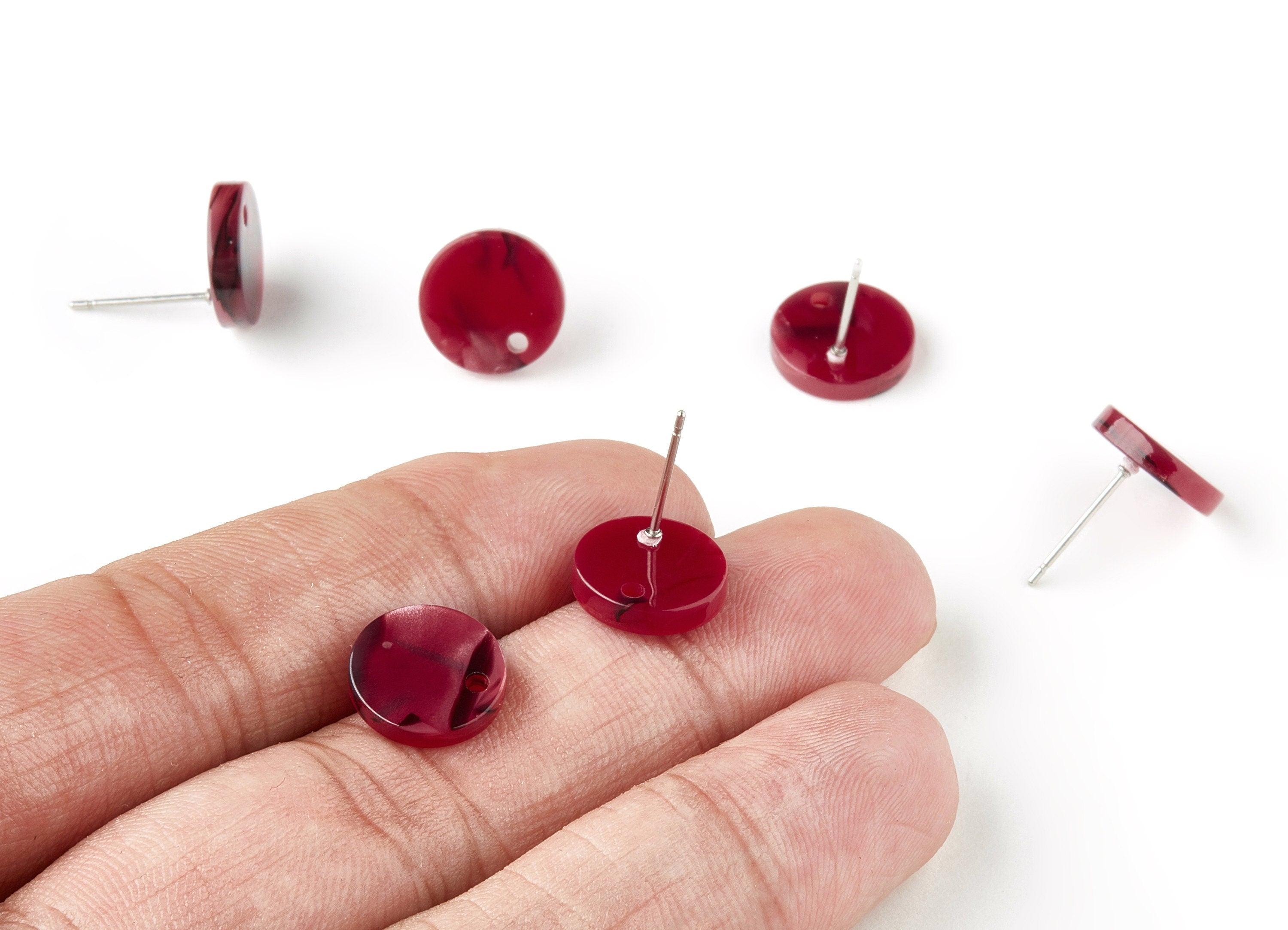 Acetate Round Earring Stud - Round Earring Post and Stud - Earring Findings - Color Code: A56 - 11.6x11.6x2.95mm - AC1139-A56 - DOMEDBAZAAR