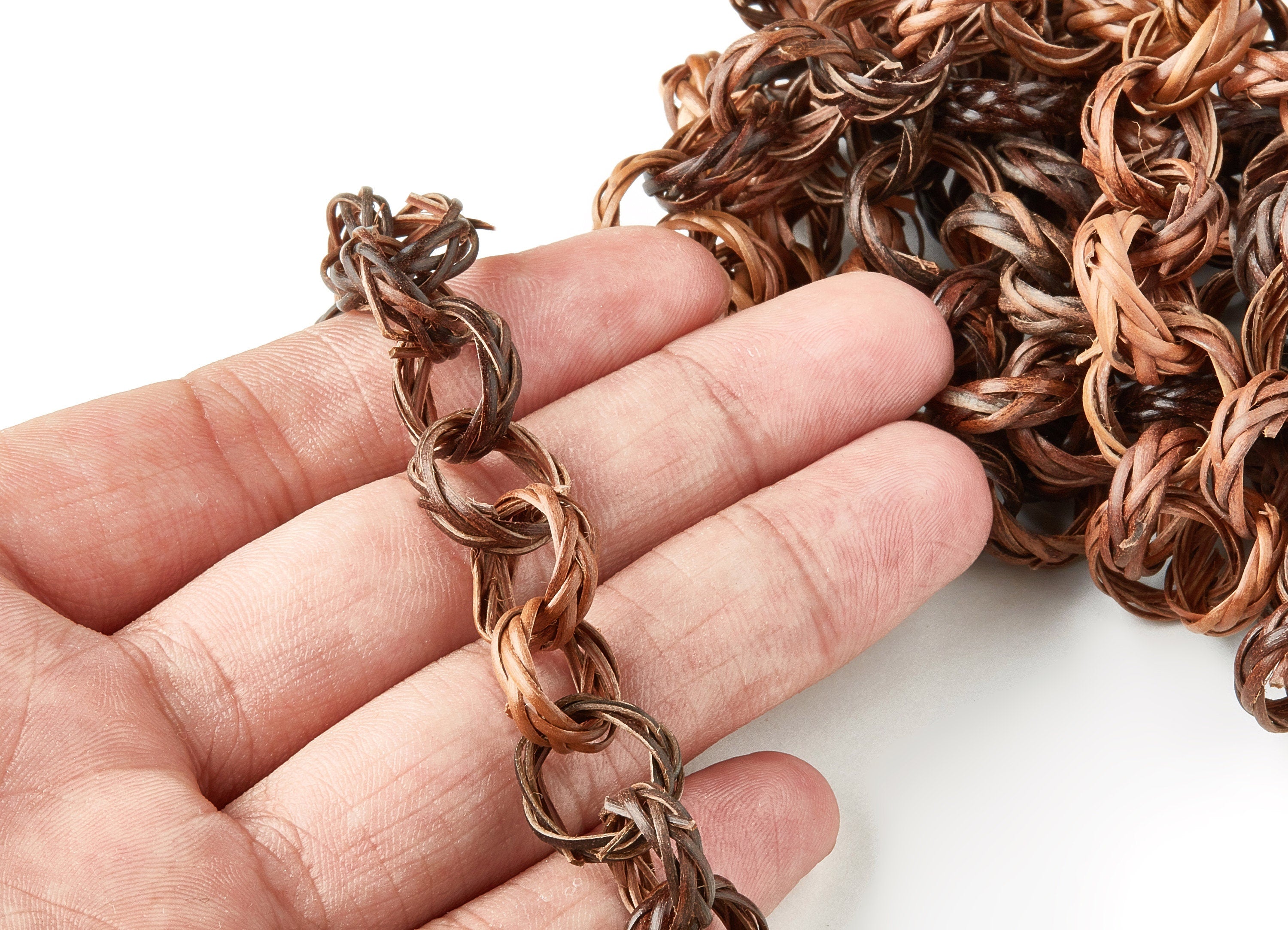 Rattan Rolo Chain - Woven Chain - Handwoven Rattan Chain - Round Rolo Chain - Jewelry Handmade - 0.64" x 0.64" x 0.18 - RT1228 - DOMEDBAZAAR