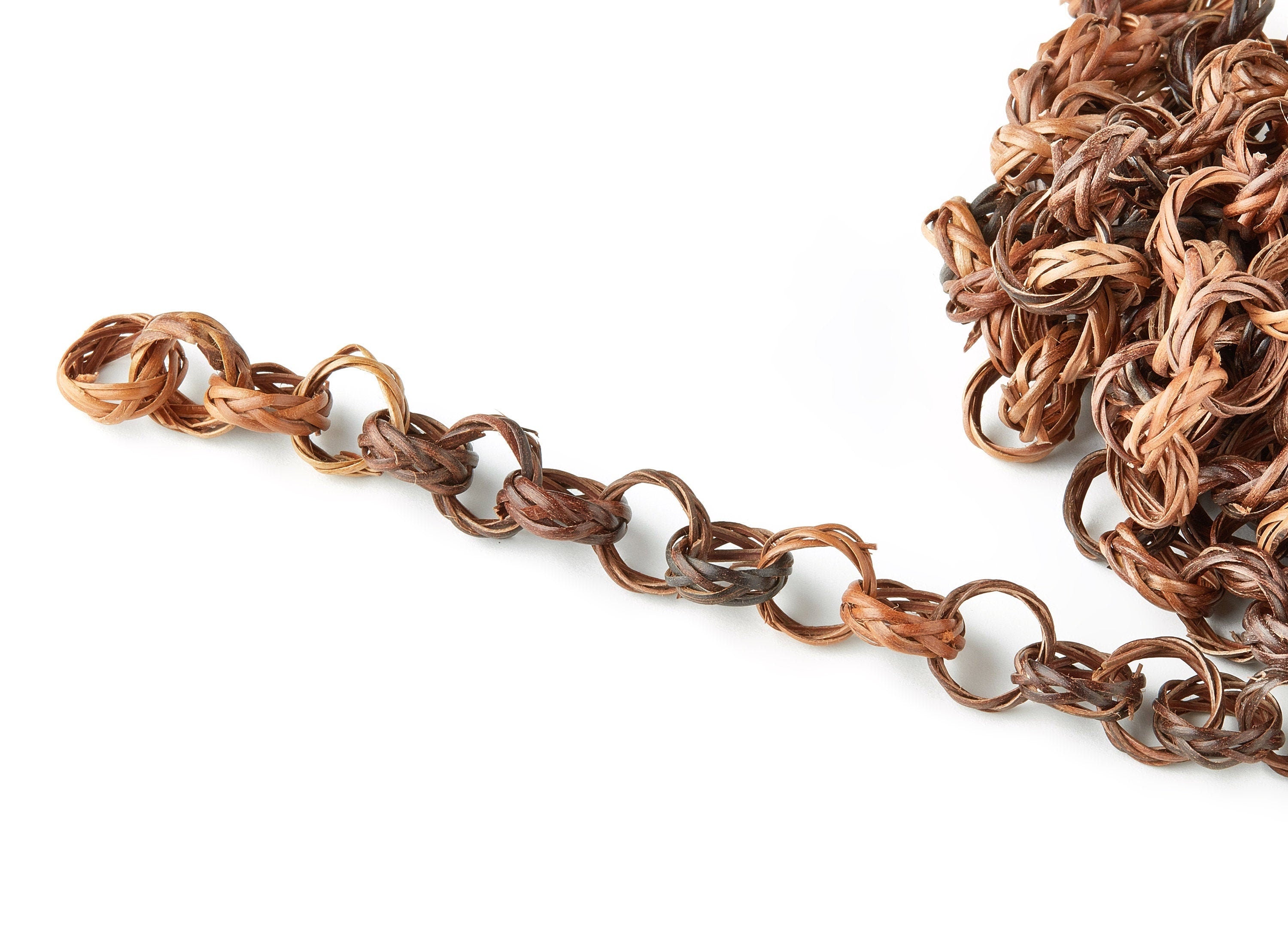 Rattan Rolo Chain - Woven Chain - Handwoven Rattan Chain - Round Rolo Chain - Jewelry Handmade - 0.64" x 0.64" x 0.18 - RT1228 - DOMEDBAZAAR