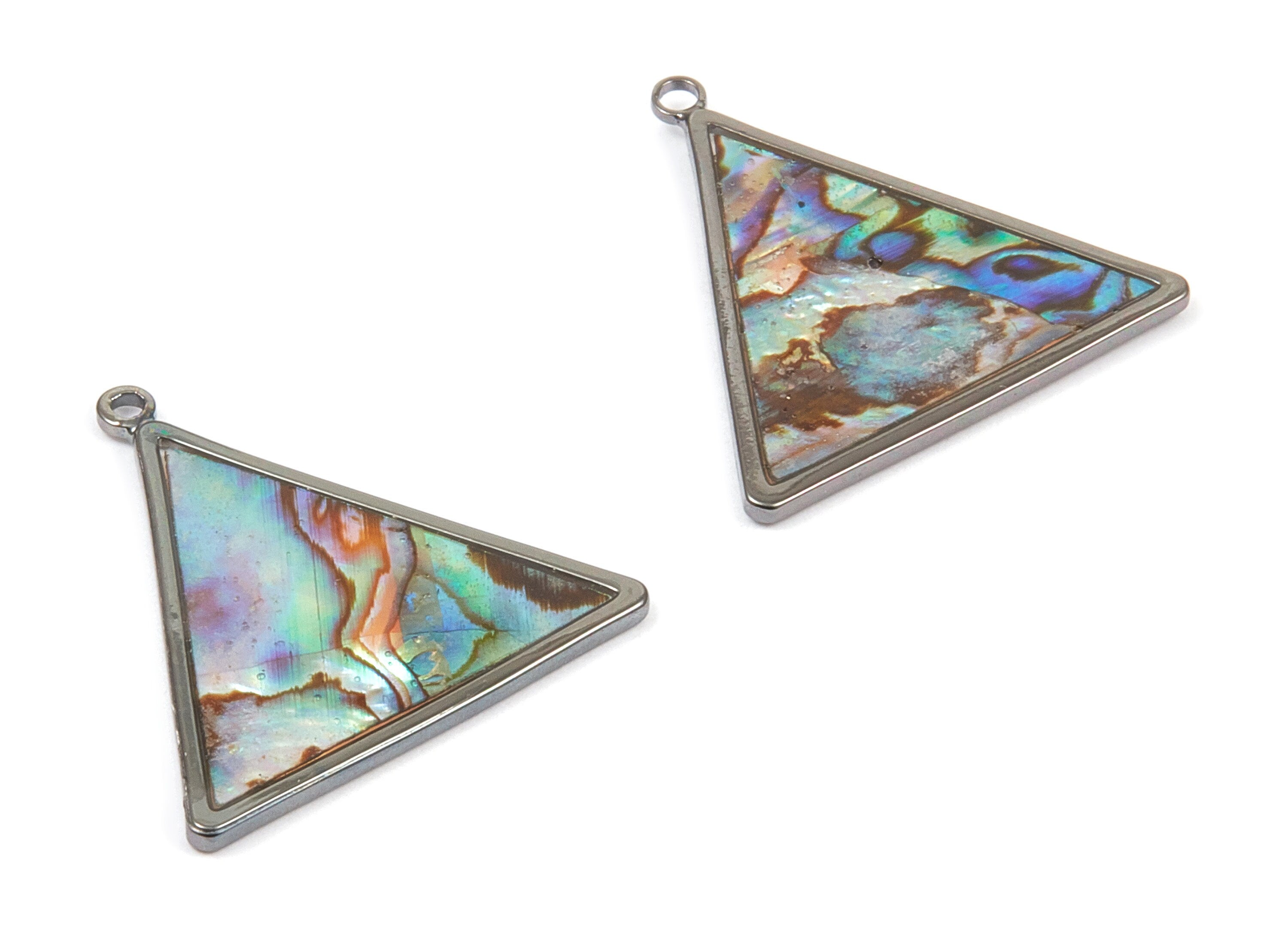Abalone Shell Triangle Charms - Natural Abalone Shell Triangle Earrings - Abalone Shell Necklace Pendant - 24.65x24.14x1.19mm - SF1114 - DOMEDBAZAAR