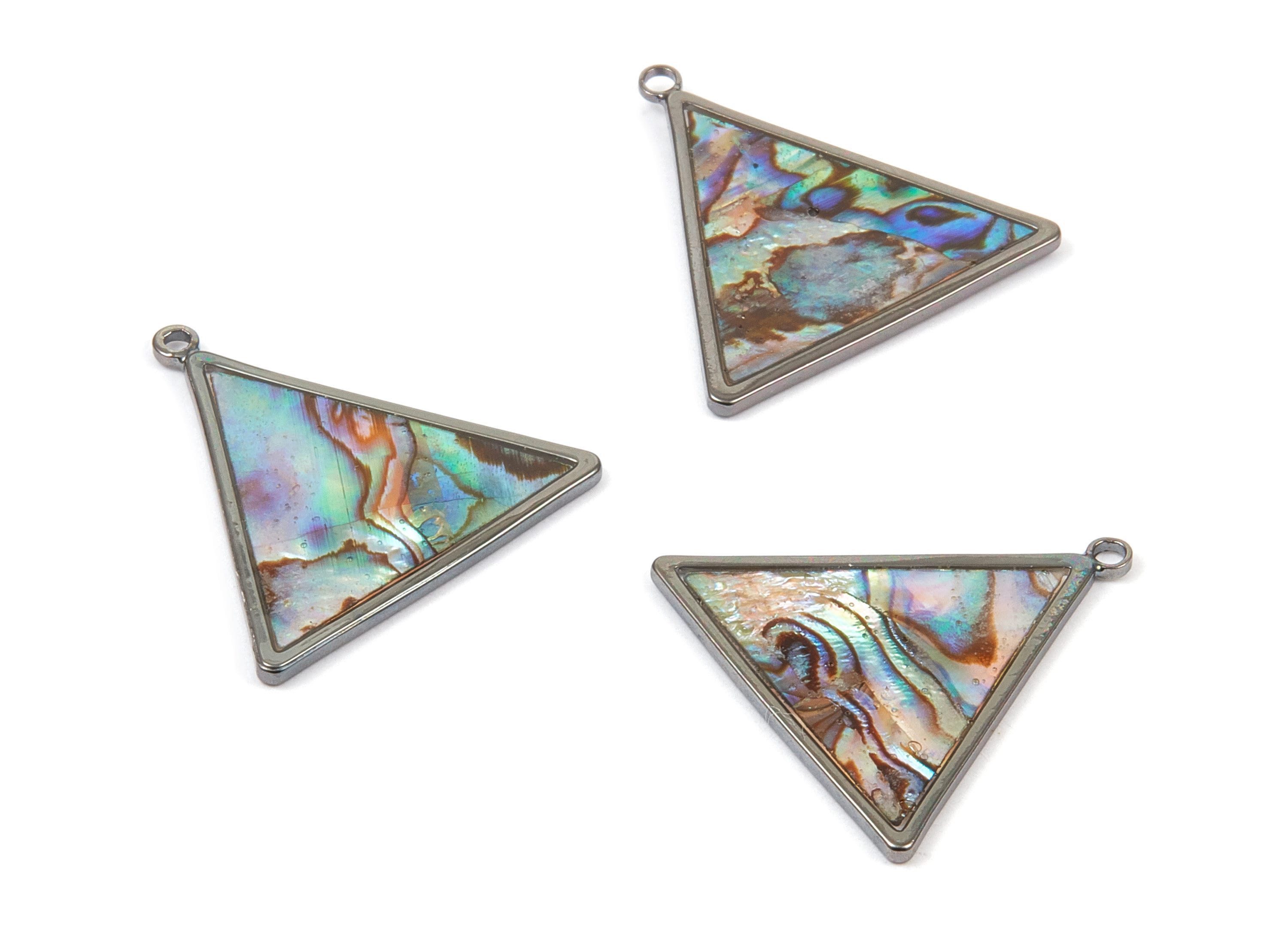 Abalone Shell Triangle Charms - Natural Abalone Shell Triangle Earrings - Abalone Shell Necklace Pendant - 24.65x24.14x1.19mm - SF1114 - DOMEDBAZAAR