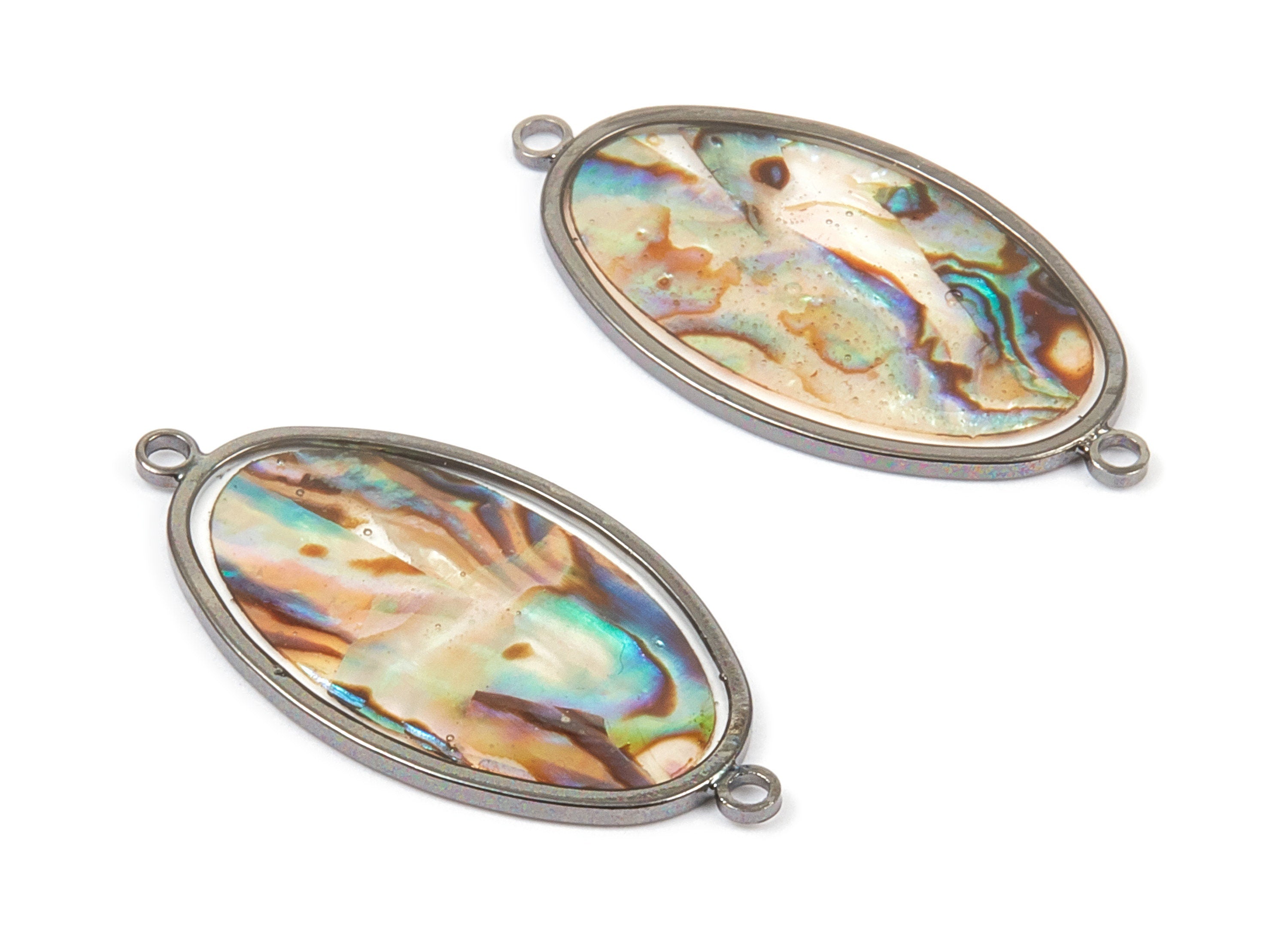 Abalone Shell Oval Connectors - Natural Abalone Shell Oval Earrings - Abalone Shell Necklace Pendant - 31.22x16.26x1.28mm - SF1119 - DOMEDBAZAAR