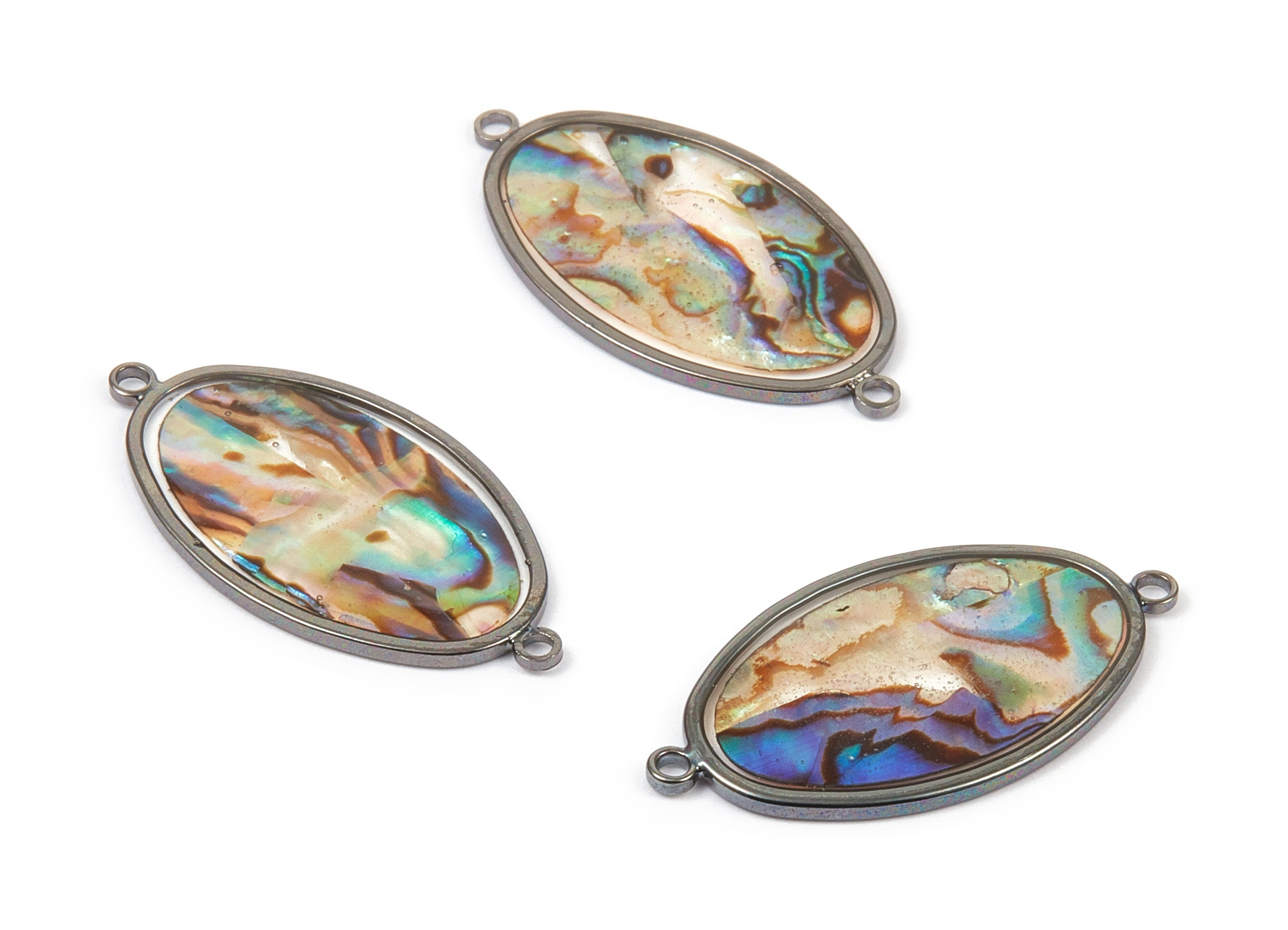 Abalone Shell Oval Connectors - Natural Abalone Shell Oval Earrings - Abalone Shell Necklace Pendant - 31.22x16.26x1.28mm - SF1119 - DOMEDBAZAAR