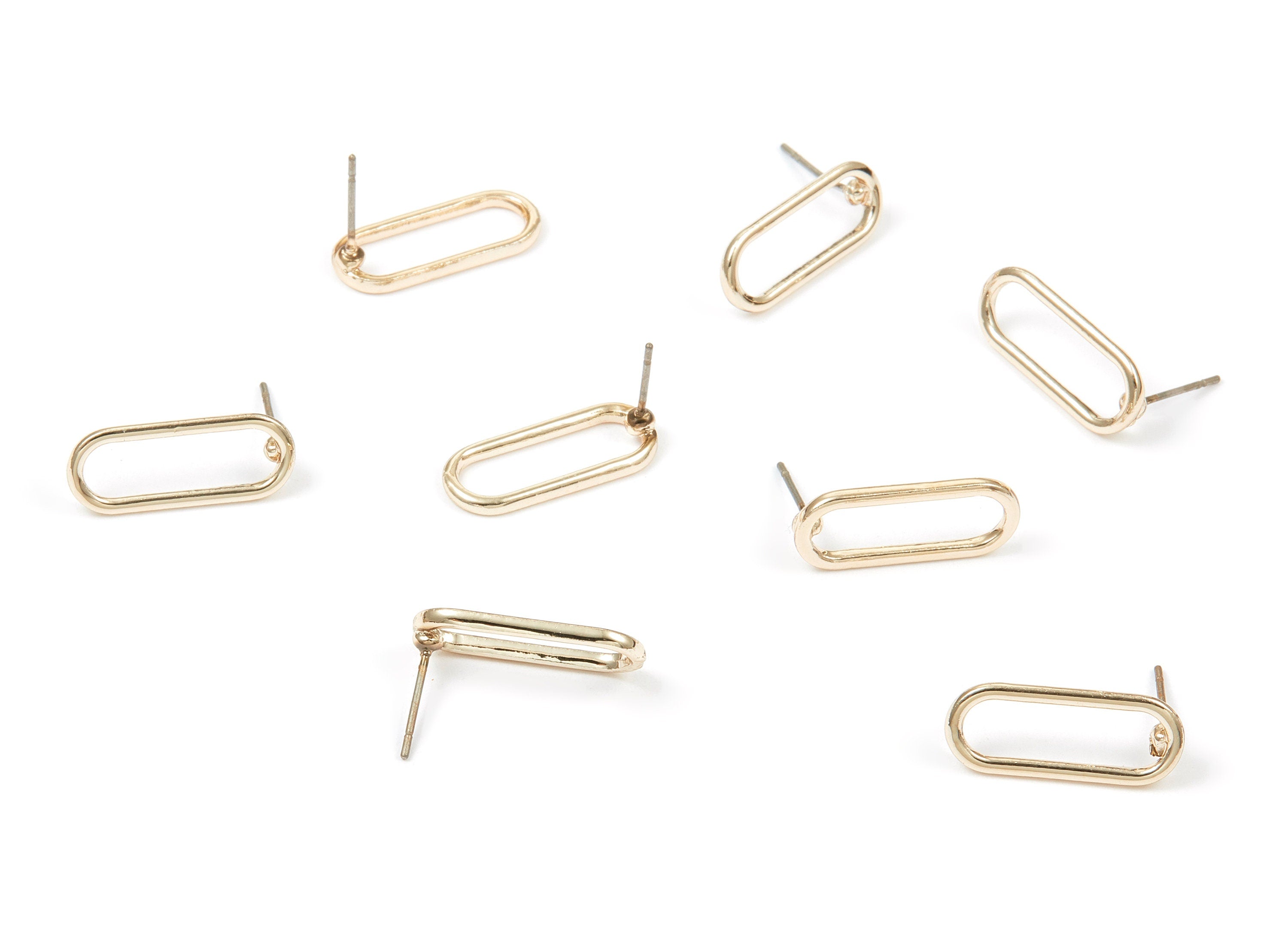 Alloy Oval Earring Stud - Zinc Alloy Oval Earring Post - Gold Tone Plated - Earring Finding - Jewelry Supplies - 20.02x8.17x1.65mm - ZZ1349 - DOMEDBAZAAR