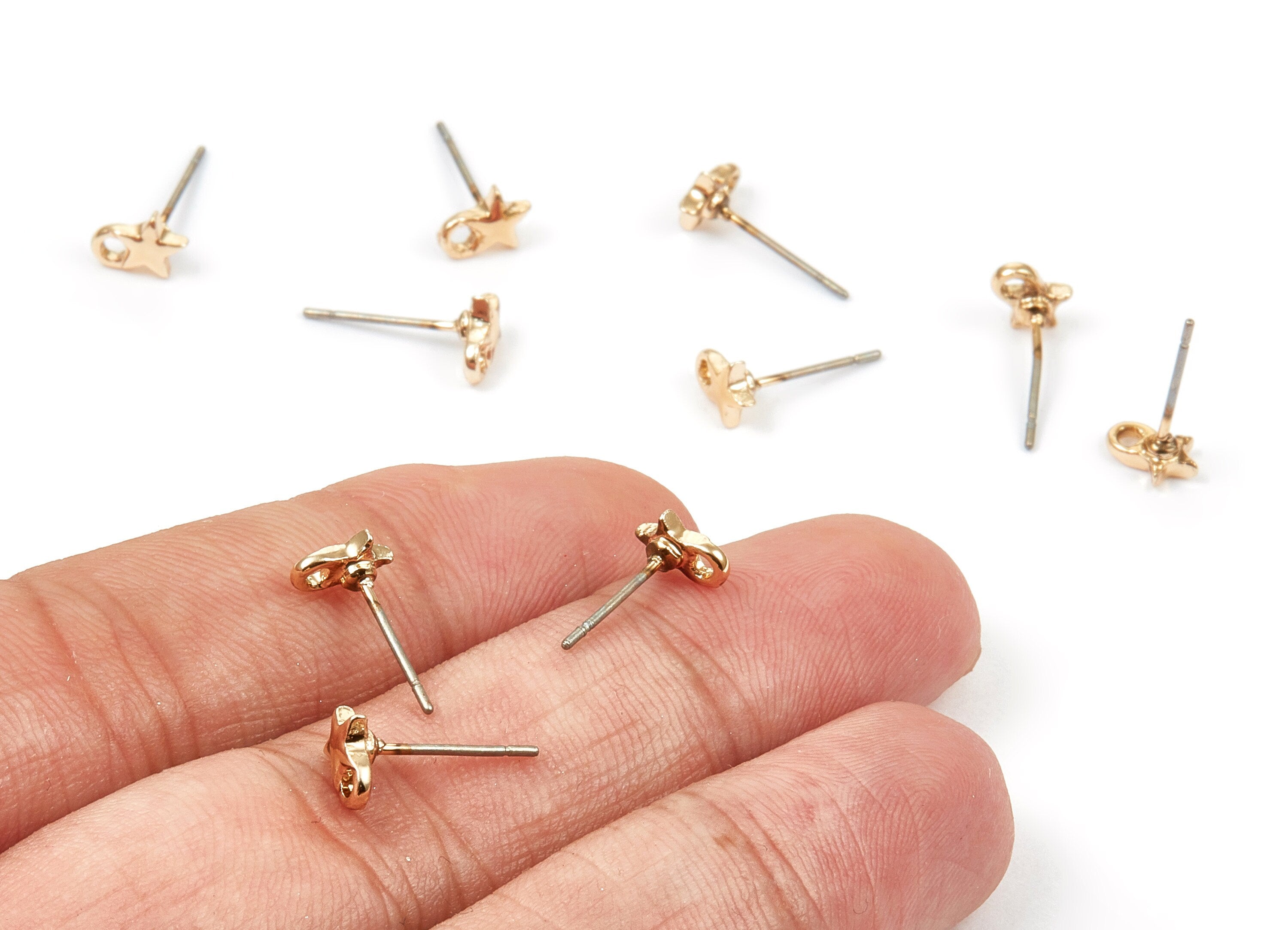 Alloy Star Earring Stud - Zinc Alloy Star Earring Post - Earring Findings - Gold Tone Plated - Jewelry Supplies - 13.98x6.98mm - ZZ1329 - DOMEDBAZAAR