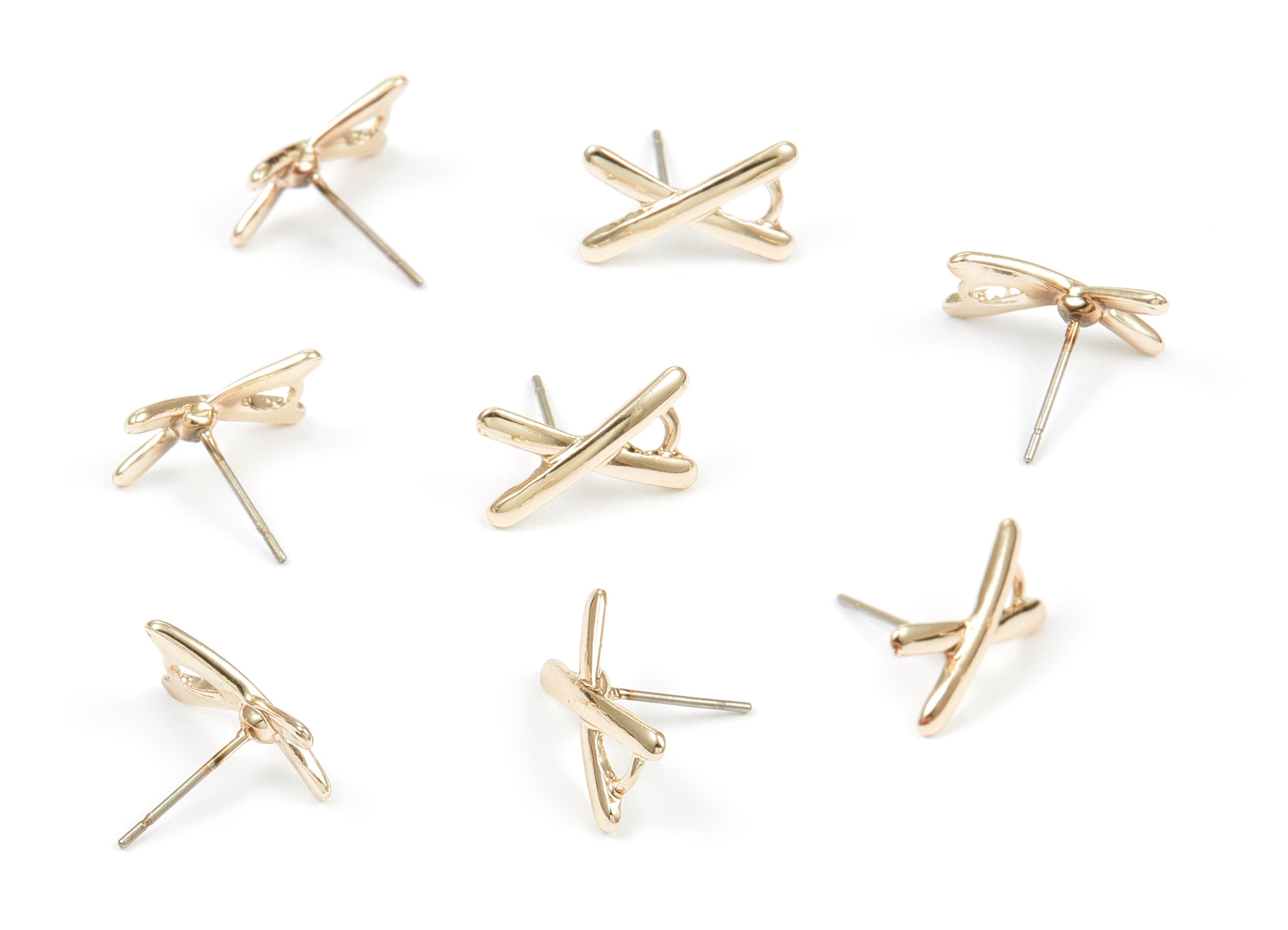 Alloy Geometric Earring Stud - Zinc Alloy Geometric Earring Post - Gold Tone Plated - Earring Findings - 14.62x8.69x1.56mm - ZZ1341 - DOMEDBAZAAR