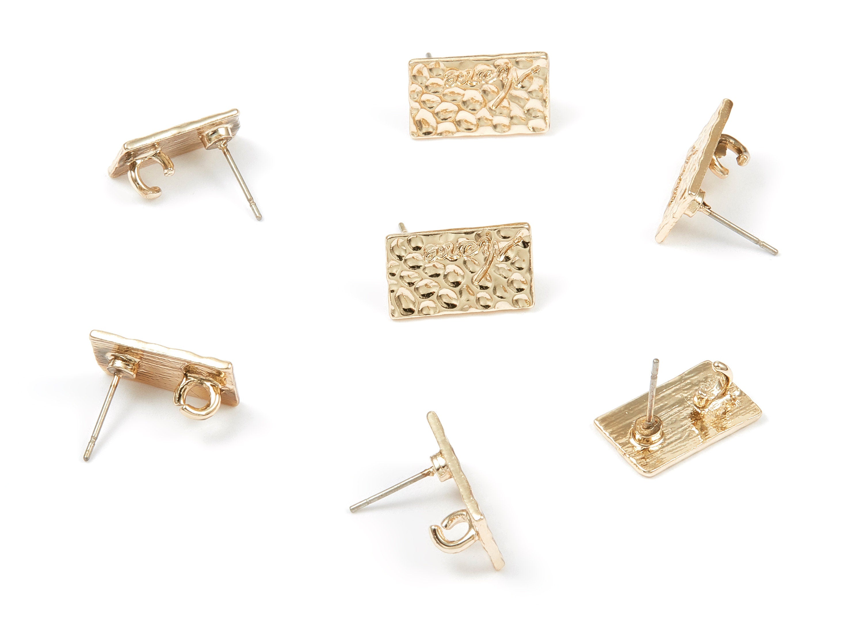 Alloy Rectangle Earring Stud - Zinc Alloy Rectangle Earring Post - Gold Tone Plated - Earring Findings - 15.9x9.61x1.1mm - ZZ1359 - DOMEDBAZAAR