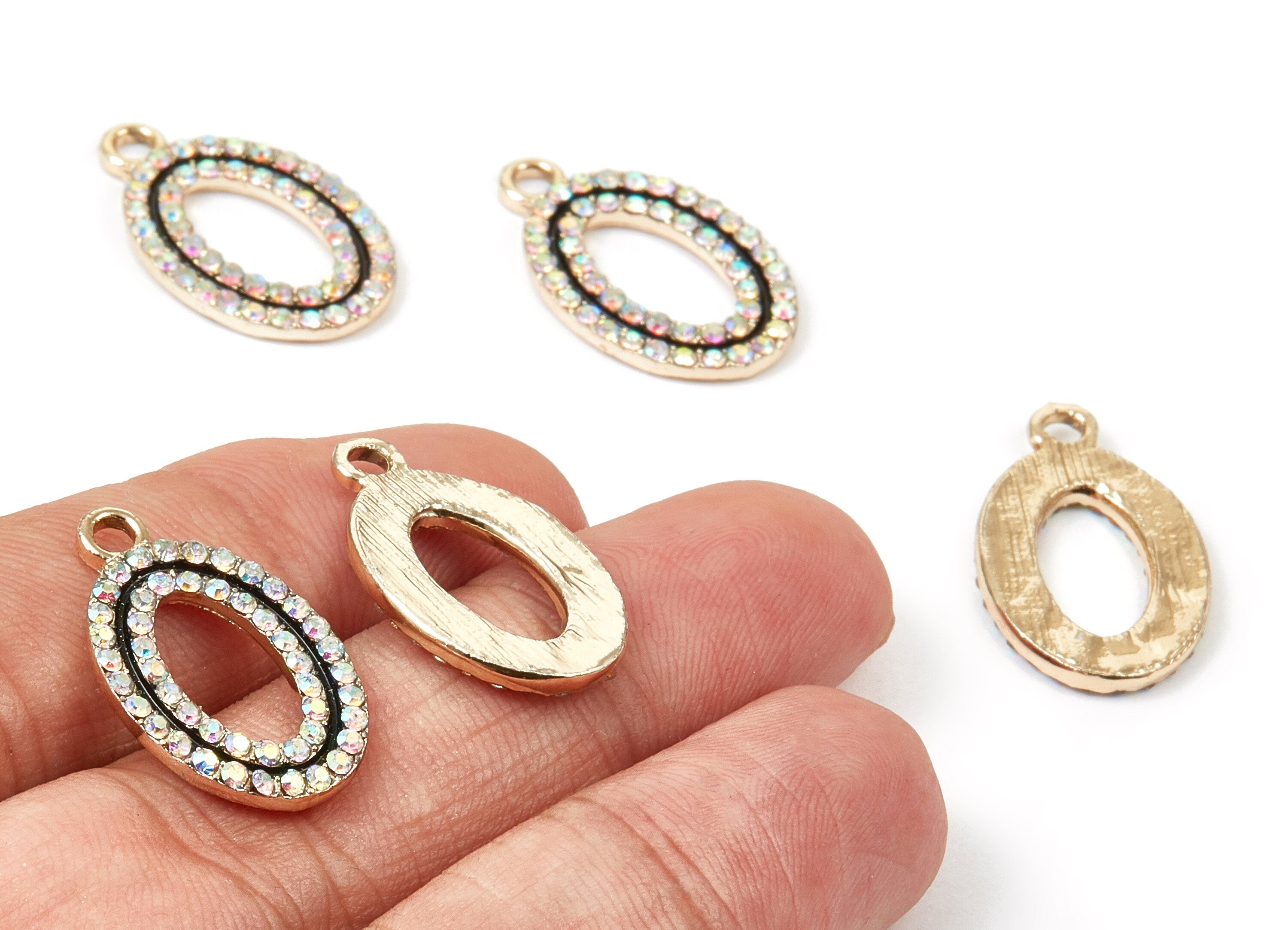 Alloy Oval Charms - Zinc Alloy Oval Earrings - Necklace Pendant - Earring Findings - Silver Tone Plated - 23.6x11.46x1.96mm - ZZ1376 - DOMEDBAZAAR