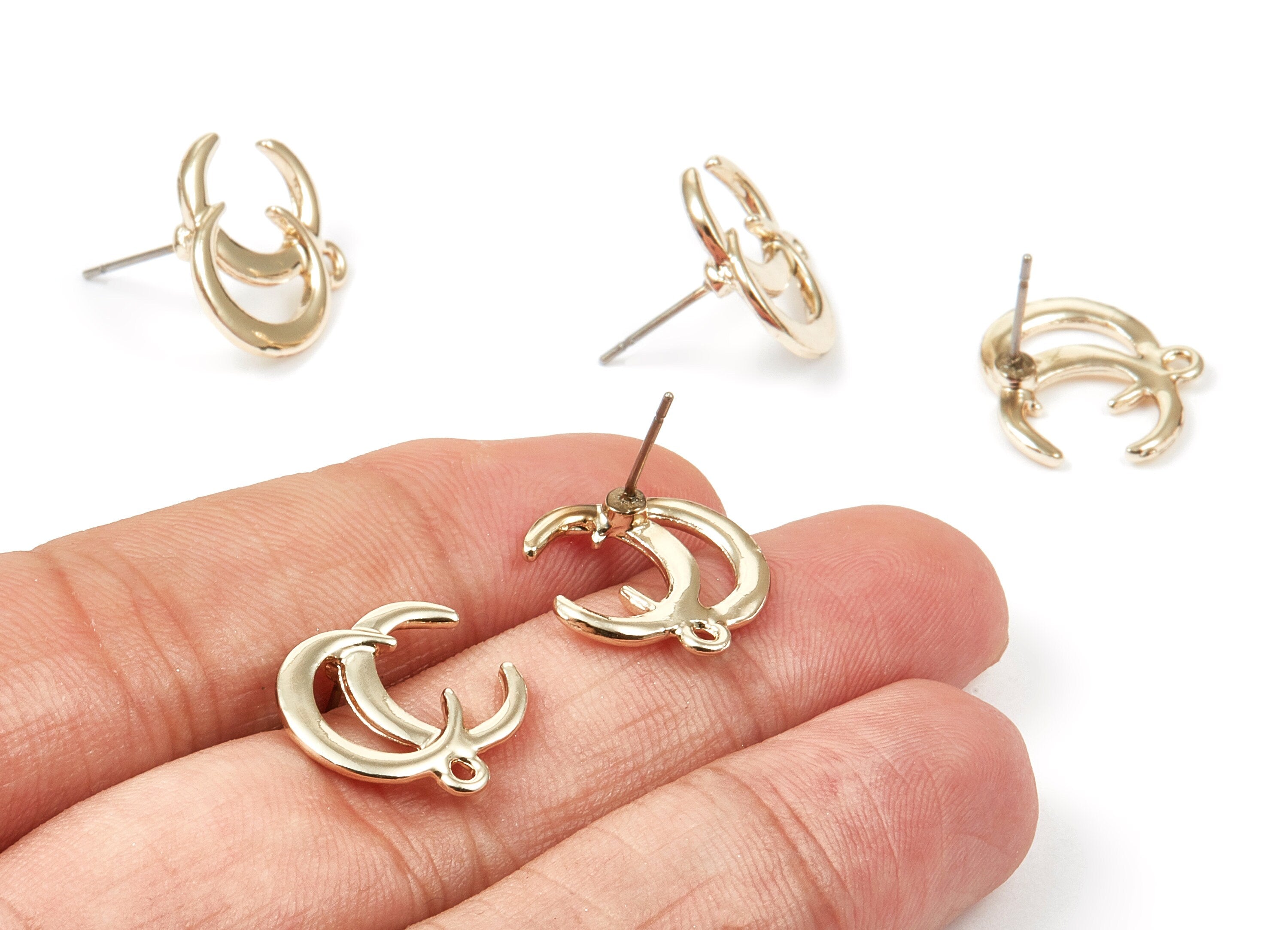 Alloy Geometric Earring Stud - Zinc Alloy Geometric Earring Post - Gold Tone Plated - Earring Findings - 16.33x15.4x1.28mm - ZZ1340 - DOMEDBAZAAR