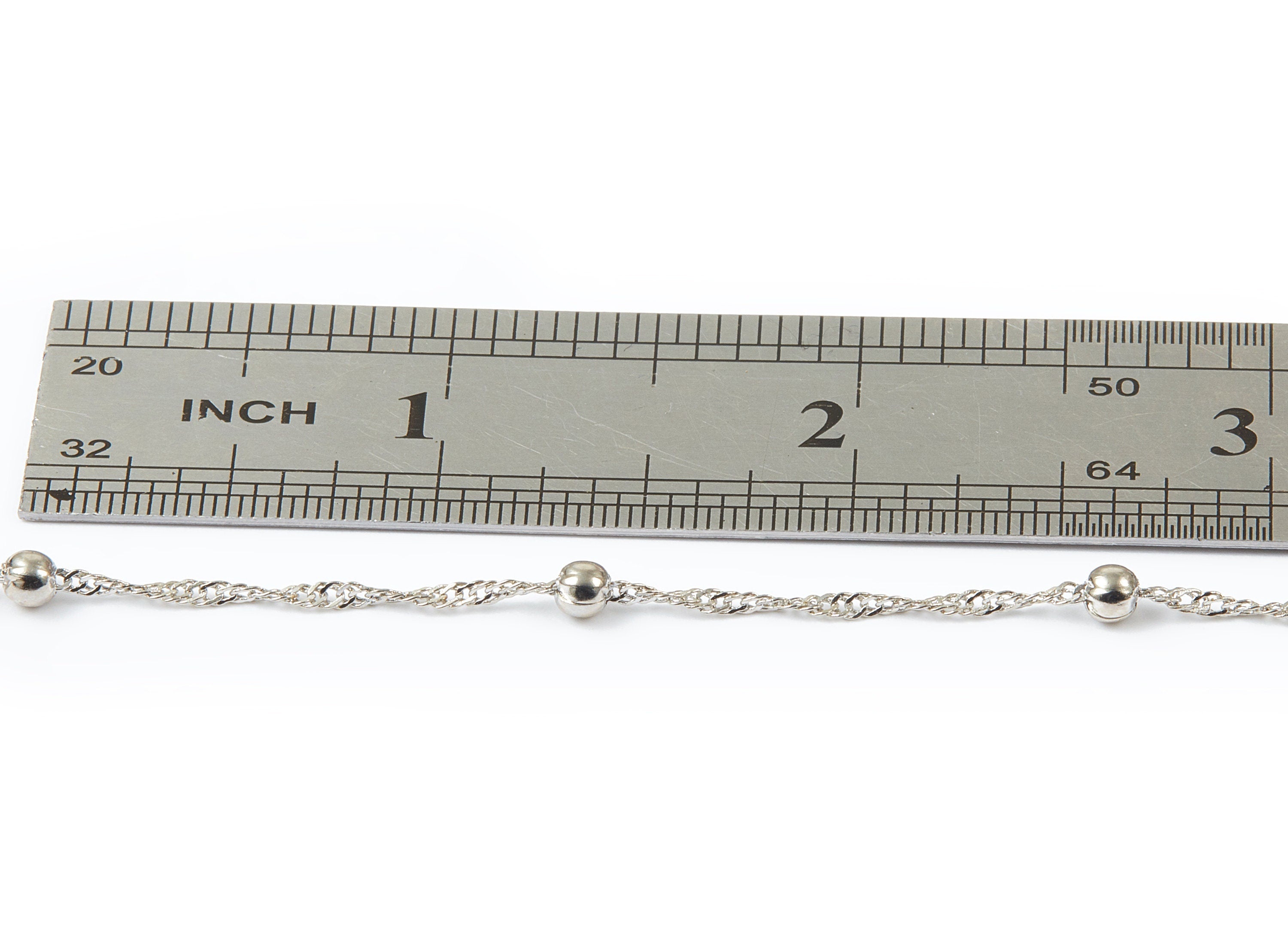 Ball Satellite Water Wave Chain - Twisted Curb Chain - Silver Tone Plated Iron Chain - Soldered - 0.06" x 0.10" x 0.13" - CC1111S - DOMEDBAZAAR