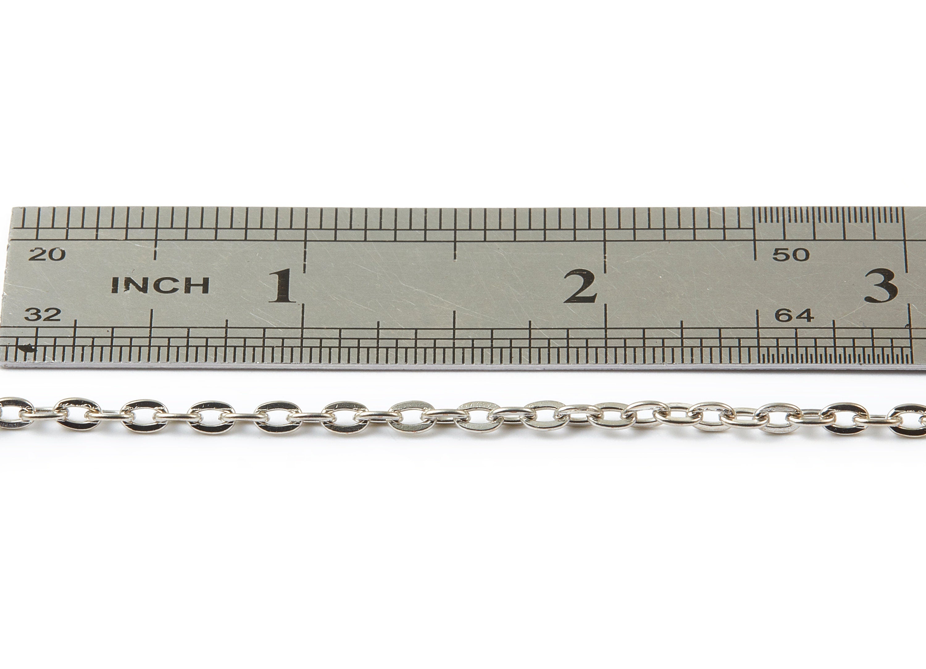 Flat Soldered Cable Chain - Iron Chain - Silver Tone Plated - Soldered Link Chain - 0.15" x 0.11" x 0.02" - Jewelry Making - CC1113S - DOMEDBAZAAR