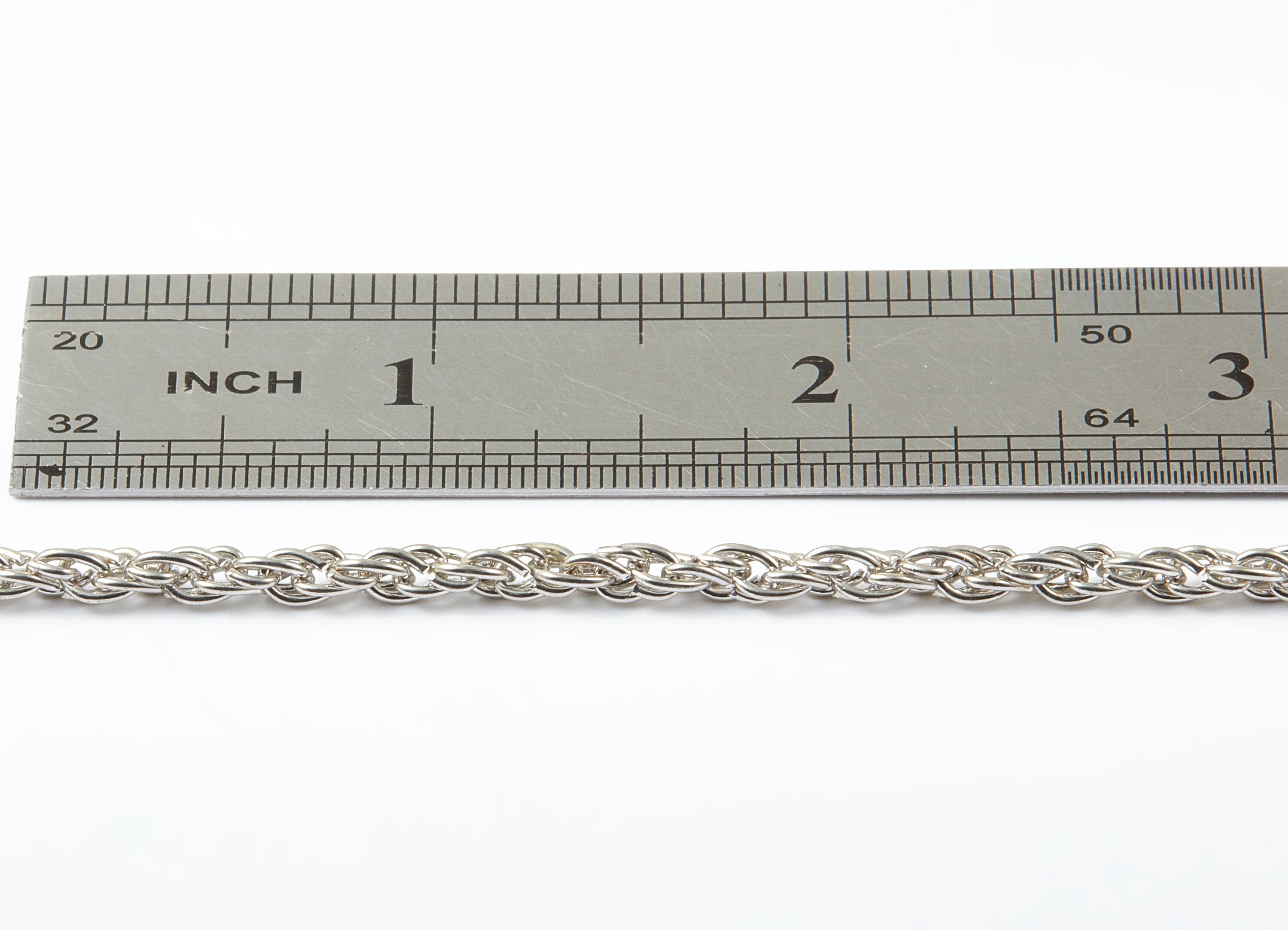 Rope Chain -Silver Tone Plated Iron Chain - Unsoldered Rope Chain - 0.22" x 0.14" x 0.03" - for Necklace Jewellery Making - CC1116S - DOMEDBAZAAR