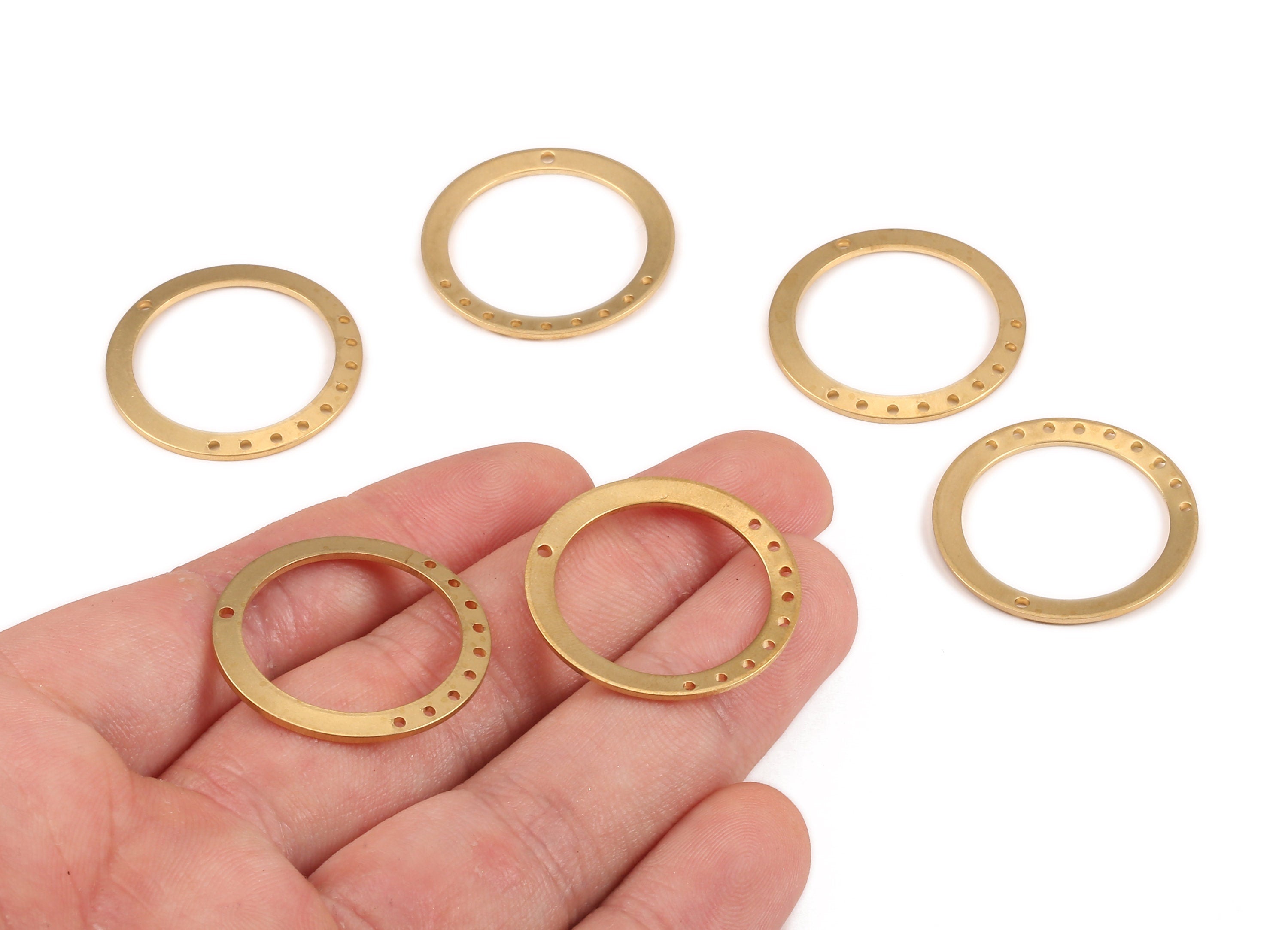 Brass Circle Connector - Raw Brass Circle Connectors With Multiple holes - Jewelry Supplies - 27.43x27.43x0.95mm - PP2167 - DOMEDBAZAAR