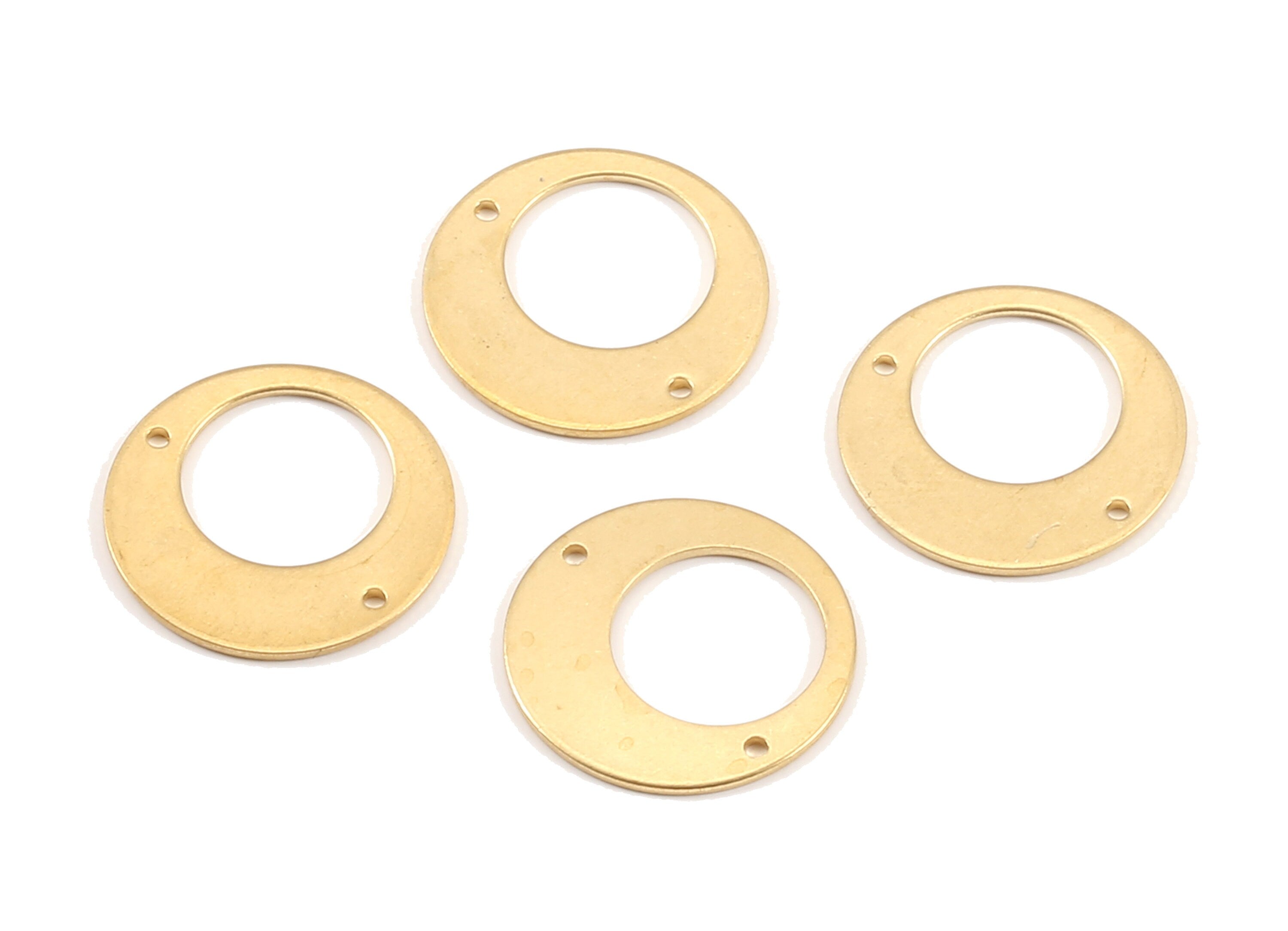 Brass Circle Connector - Raw Brass Circle Connectors With 2 Holes - Jewelry Supplies - 18.07x18.07x0.76mm - PP2164 - DOMEDBAZAAR