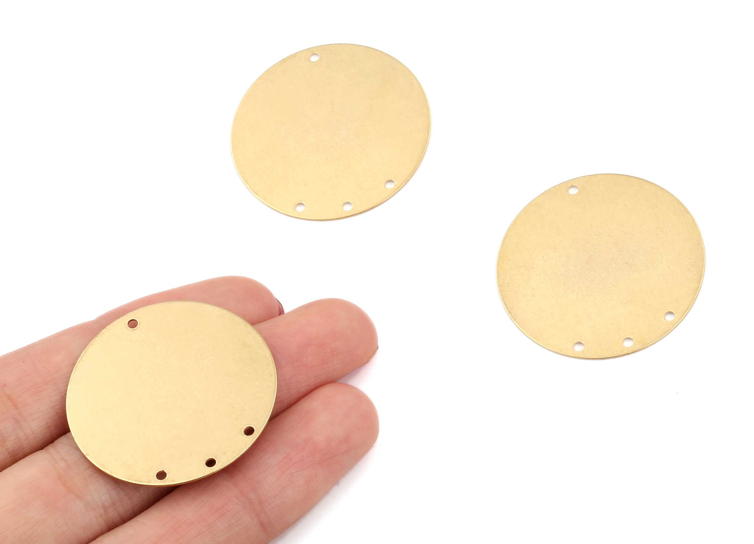 Personalized stamping blank - Brass Round Connector - Raw Brass Round Connectors With 4 Holes - Jewelry Supplies - 30x30x0.48mm - PP2161 - DOMEDBAZAAR