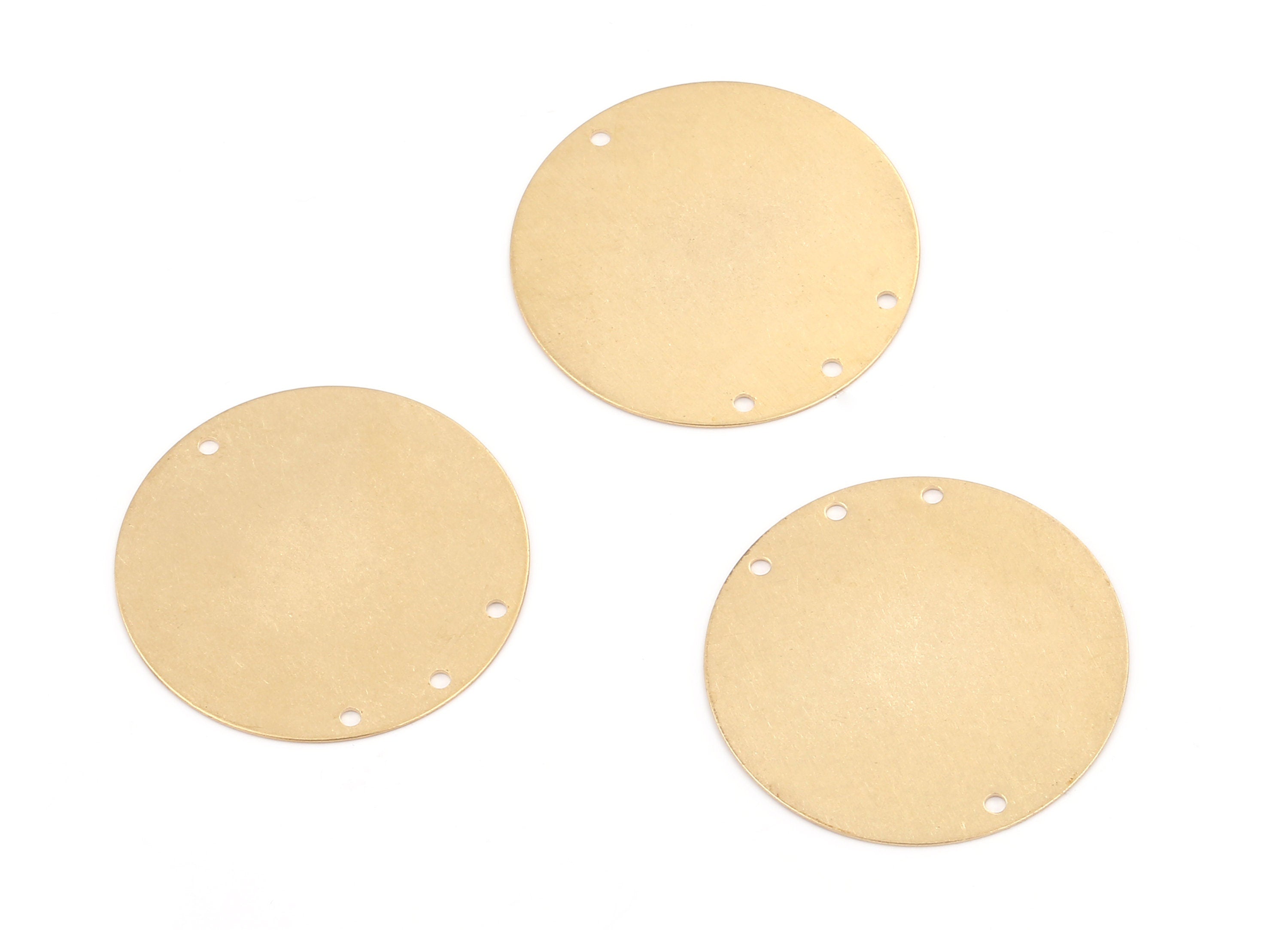 Personalized stamping blank - Brass Round Connector - Raw Brass Round Connectors With 4 Holes - Jewelry Supplies - 30x30x0.48mm - PP2161 - DOMEDBAZAAR