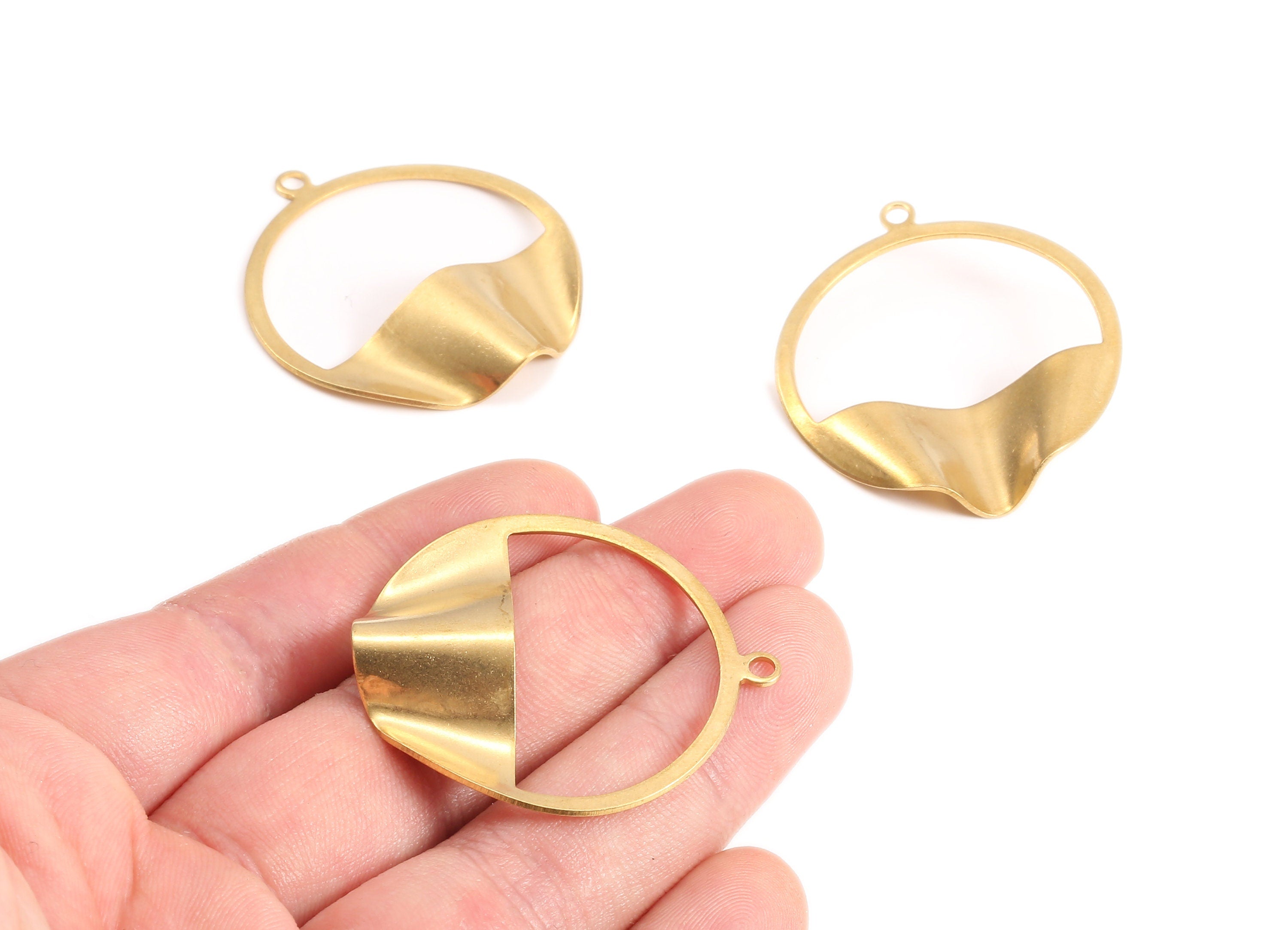 Brass Circle Charms - Raw Brass Round Earrings and Pendant - Earring Findings - Jewelry Supplies - 41.36x36.36x0.86mm - PP2177 - DOMEDBAZAAR