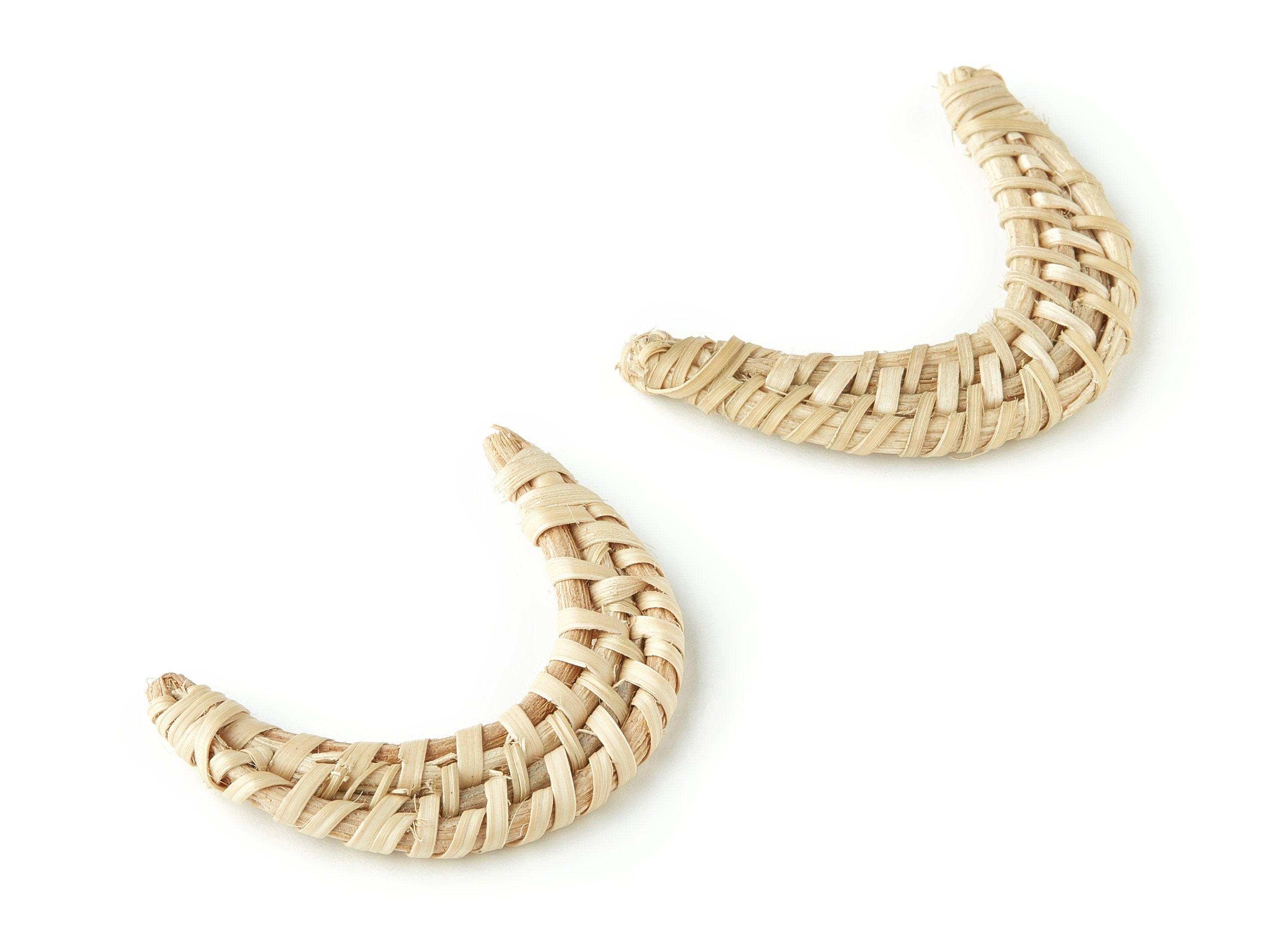 Handwoven Rattan Moon Charms - Moon Rattan Earrings and Pendant - Wooden Straw Earrings - Jewelry Handmade - 55.7x38x4.55mm - RT1301 - DOMEDBAZAAR