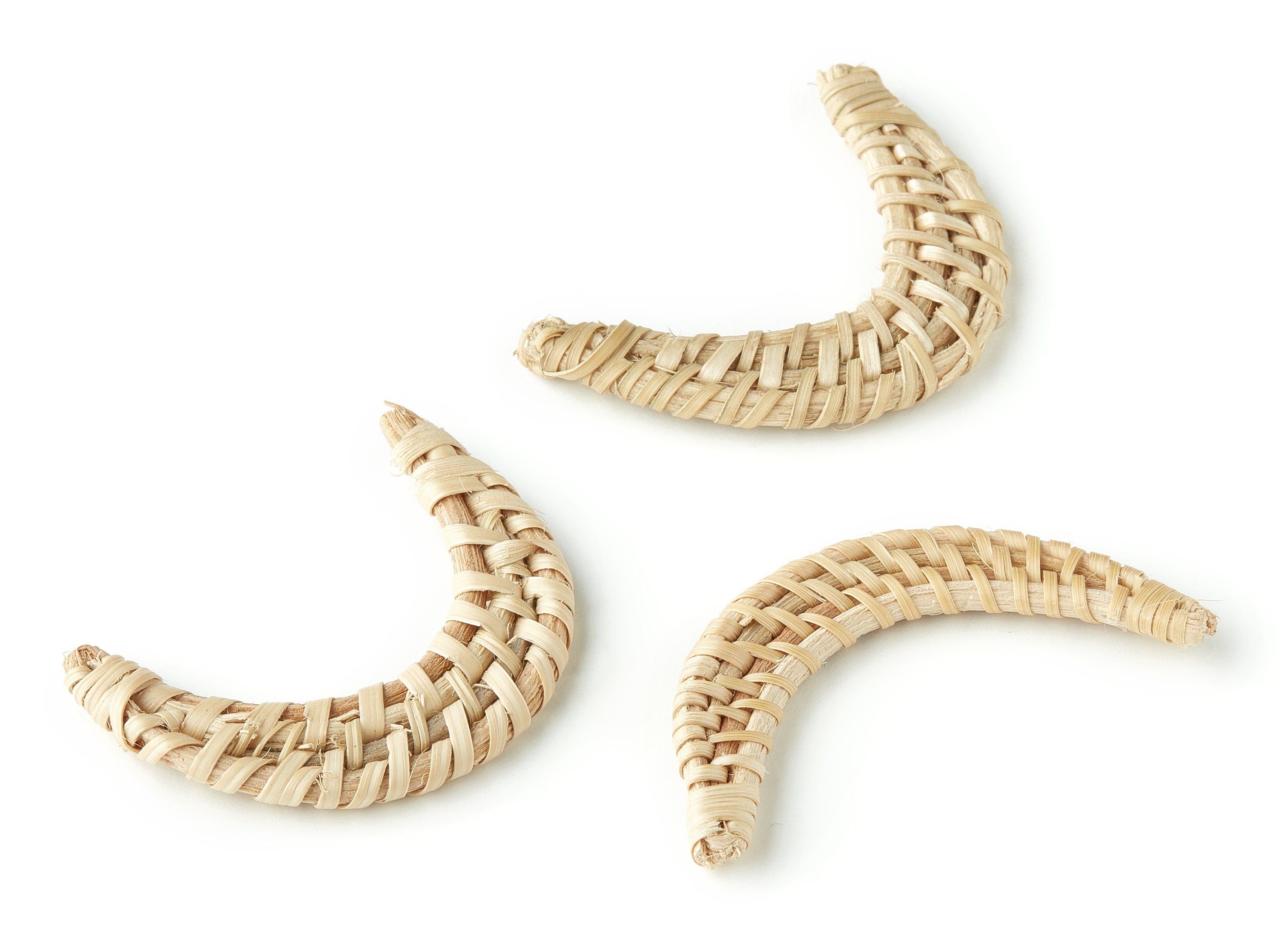 Handwoven Rattan Moon Charms - Moon Rattan Earrings and Pendant - Wooden Straw Earrings - Jewelry Handmade - 55.7x38x4.55mm - RT1301 - DOMEDBAZAAR