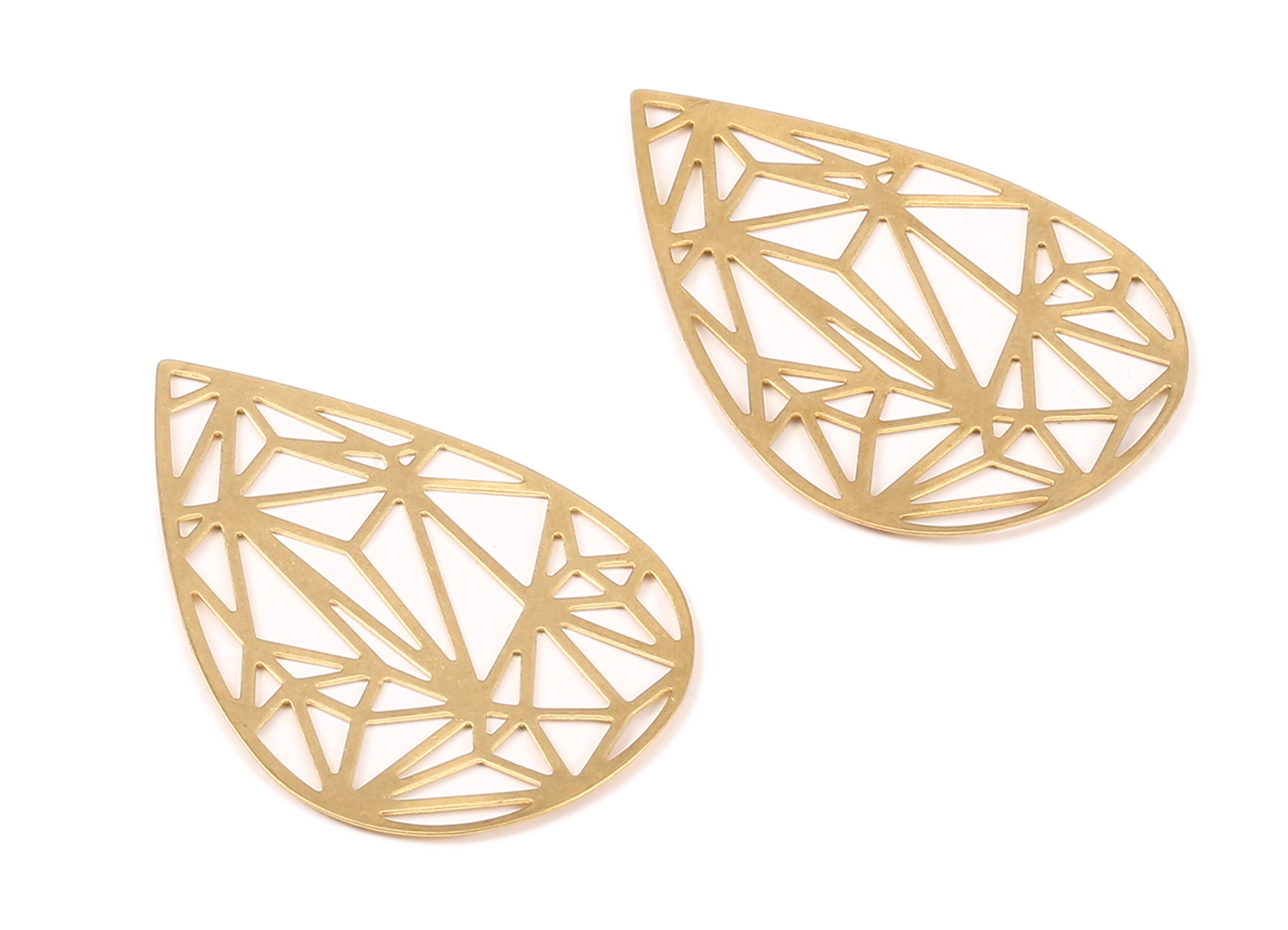 Brass Drop Charms - Raw Brass Drop Earrings and Pendant - Earring Findings - Jewelry Supplies - 41.9x31.79x0.38mm - PP2300 - DOMEDBAZAAR