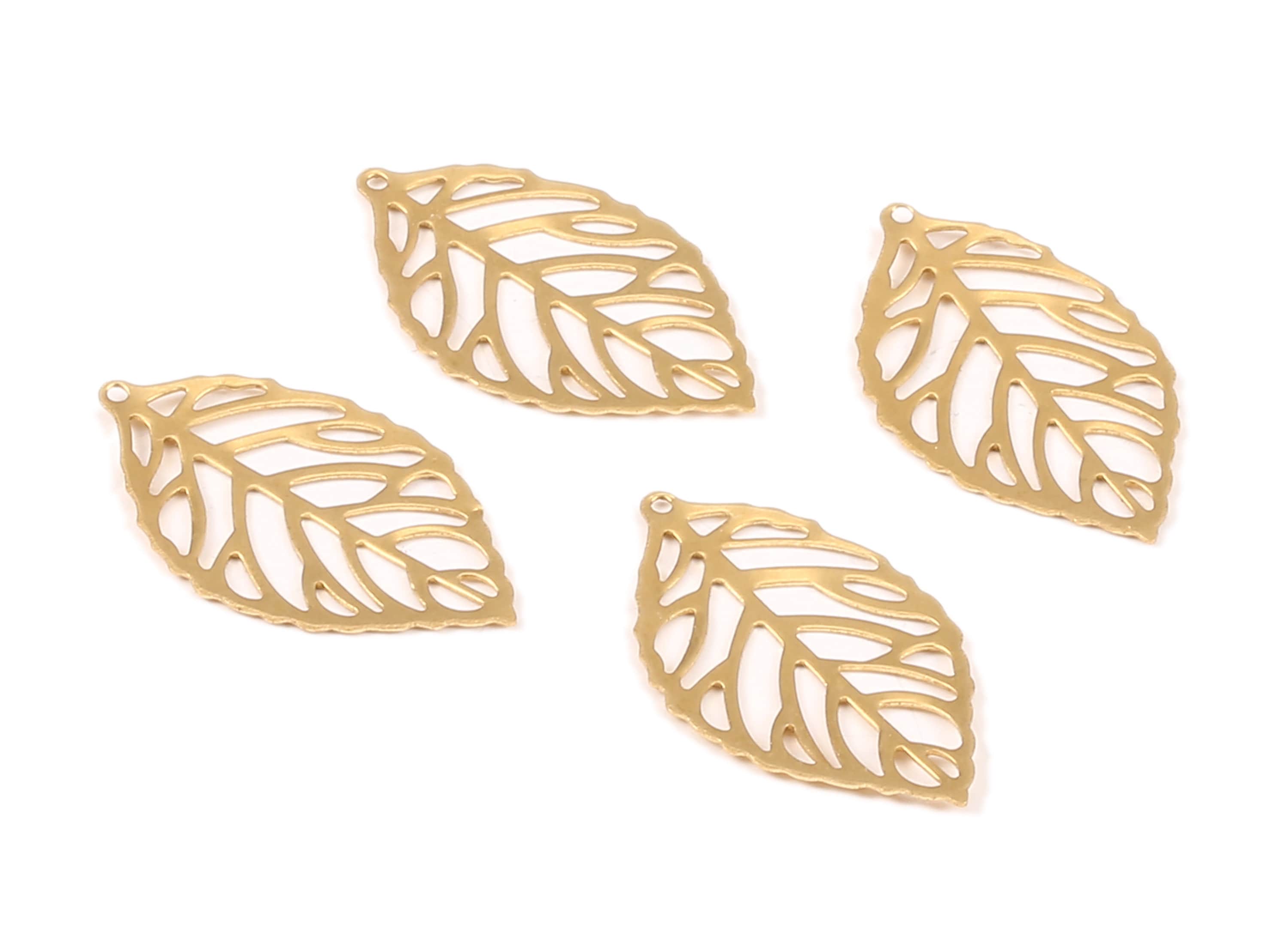 Brass Leaf Charms - Raw Brass Leaf Earrings and Pendant - Earring Findings - Jewelry Supplies - 27.15x15.98x0.49mm - PP2303 - DOMEDBAZAAR