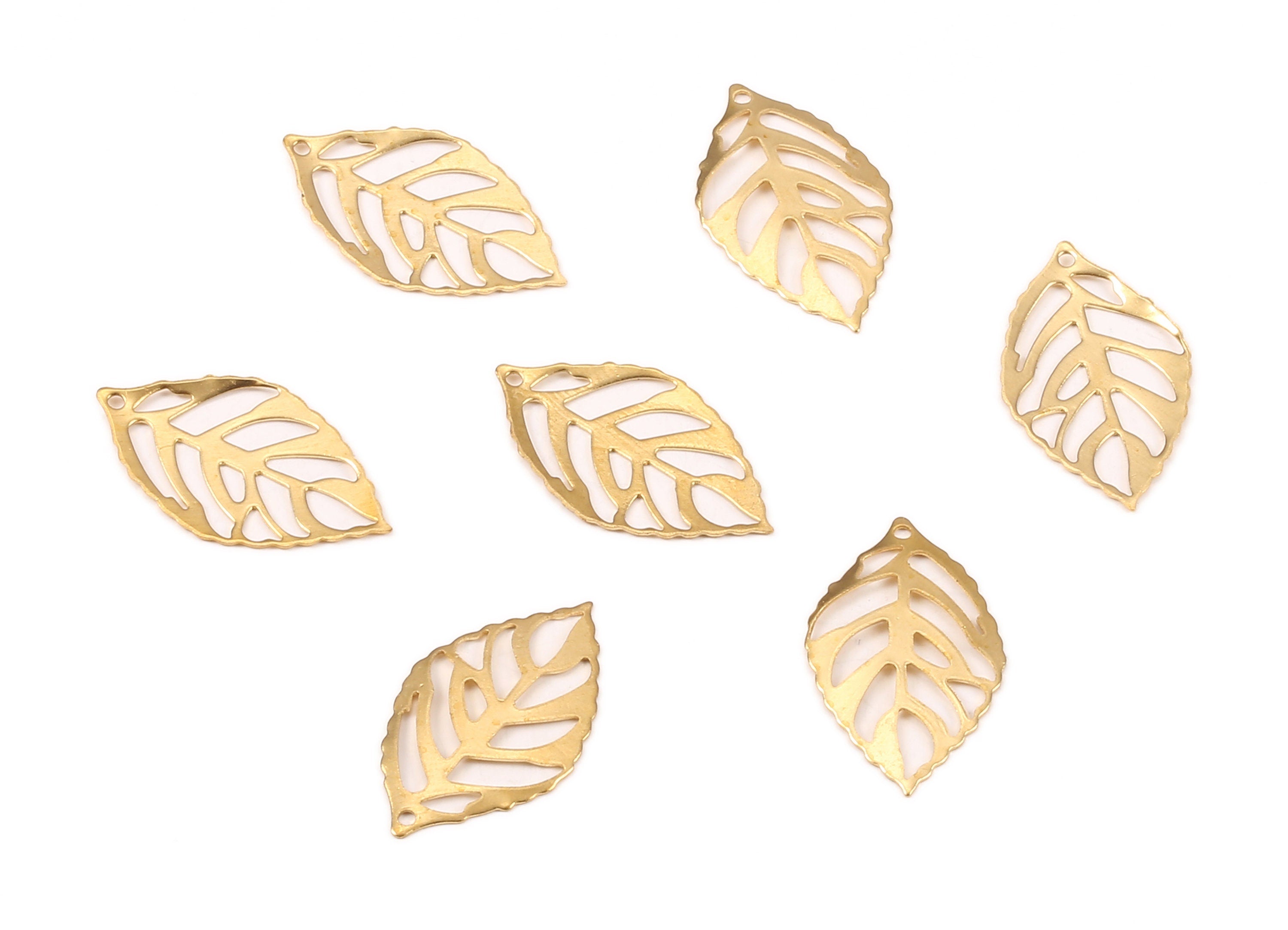 Brass Leaf Charms - Raw Brass Leaf Earrings and Pendant - Earring Findings - Jewelry Supplies - 24x14.17x0.38mm - PP2297 - DOMEDBAZAAR