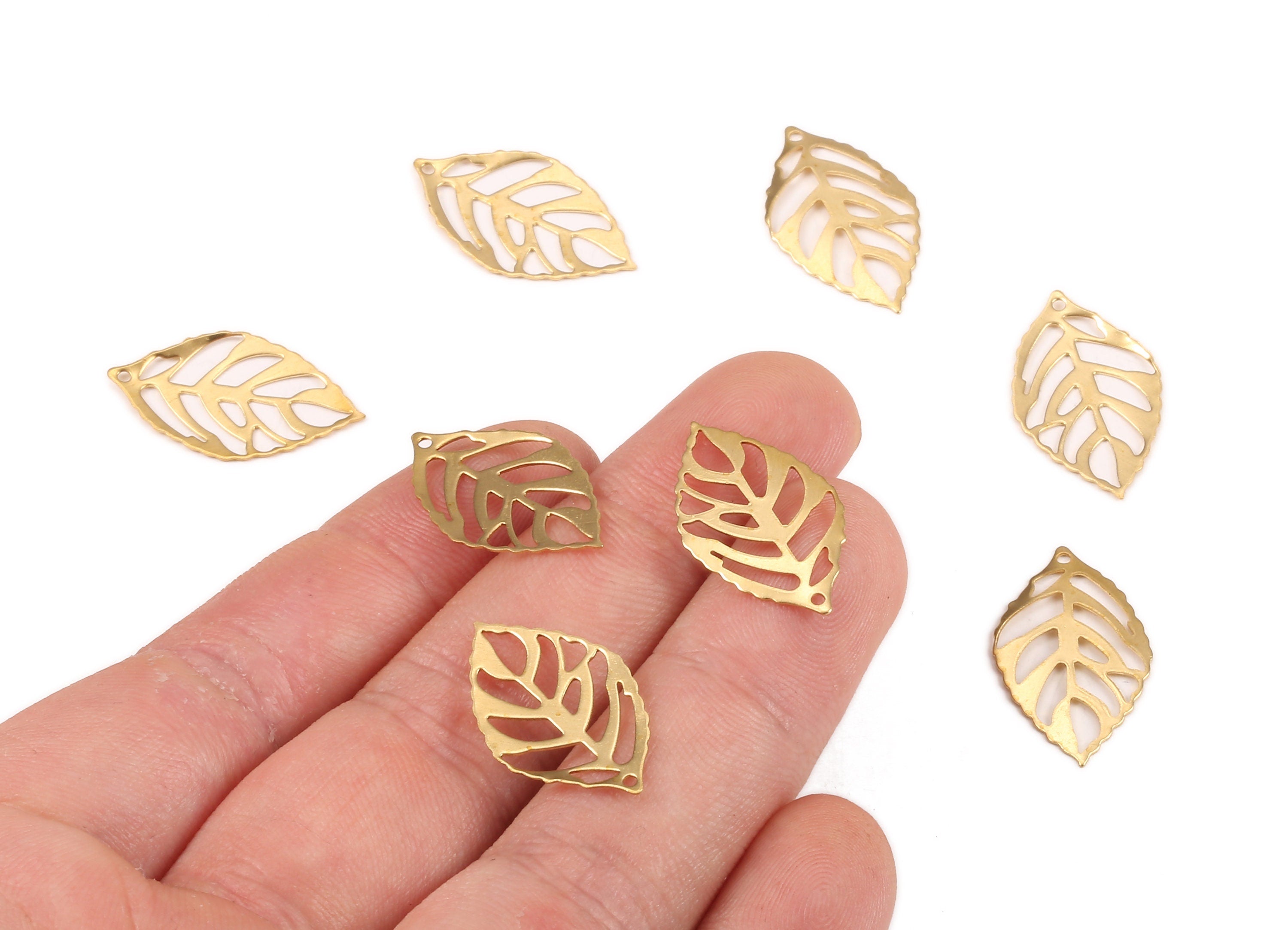 Brass Leaf Charms - Raw Brass Leaf Earrings and Pendant - Earring Findings - Jewelry Supplies - 24x14.17x0.38mm - PP2297 - DOMEDBAZAAR