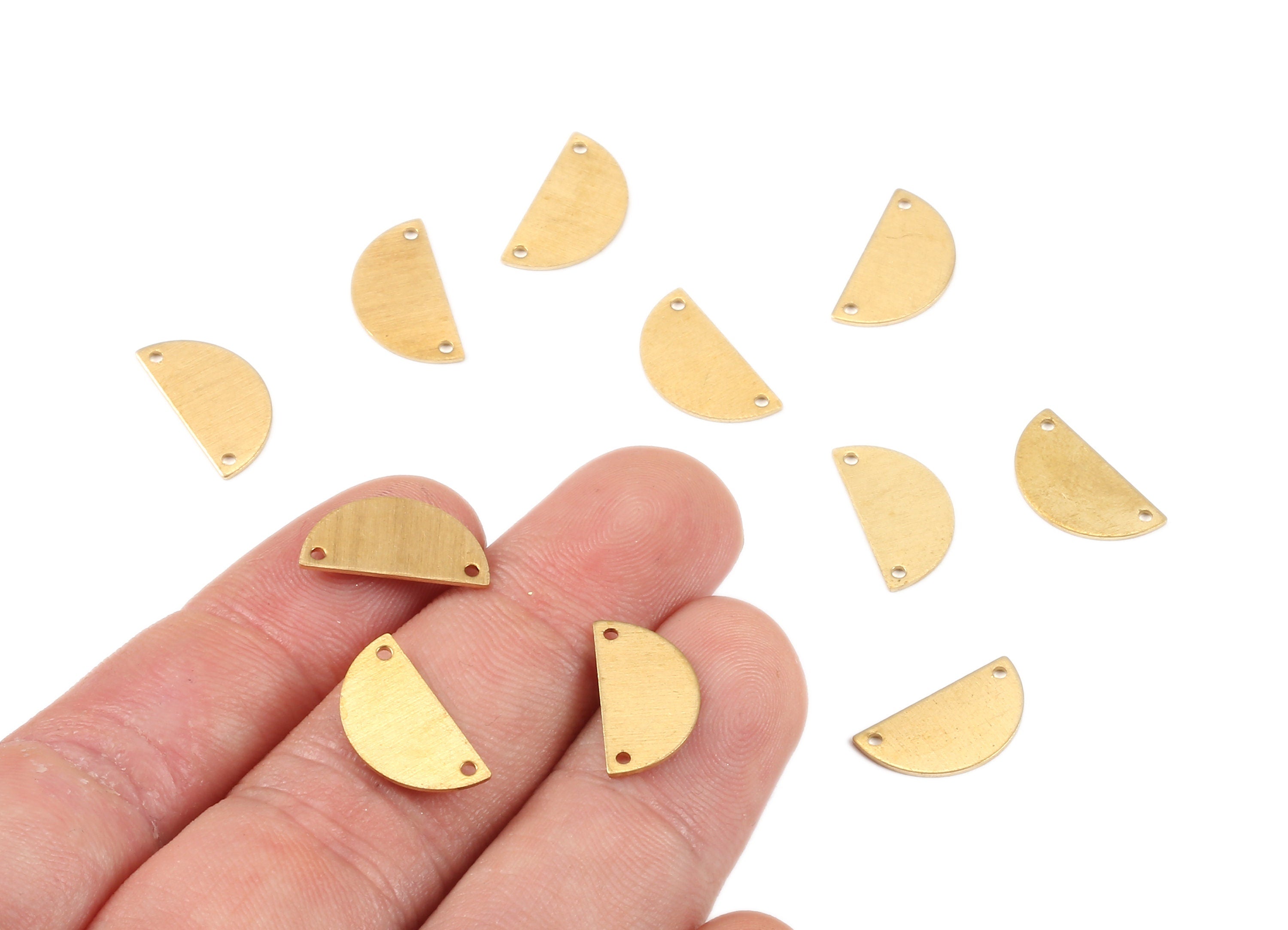 Personalized stamping blank - Brass Semicircle Connector - Raw Brass Moon Connectors With 2 Holes - 15.33x8.05x0.56mm - PP2185 - DOMEDBAZAAR