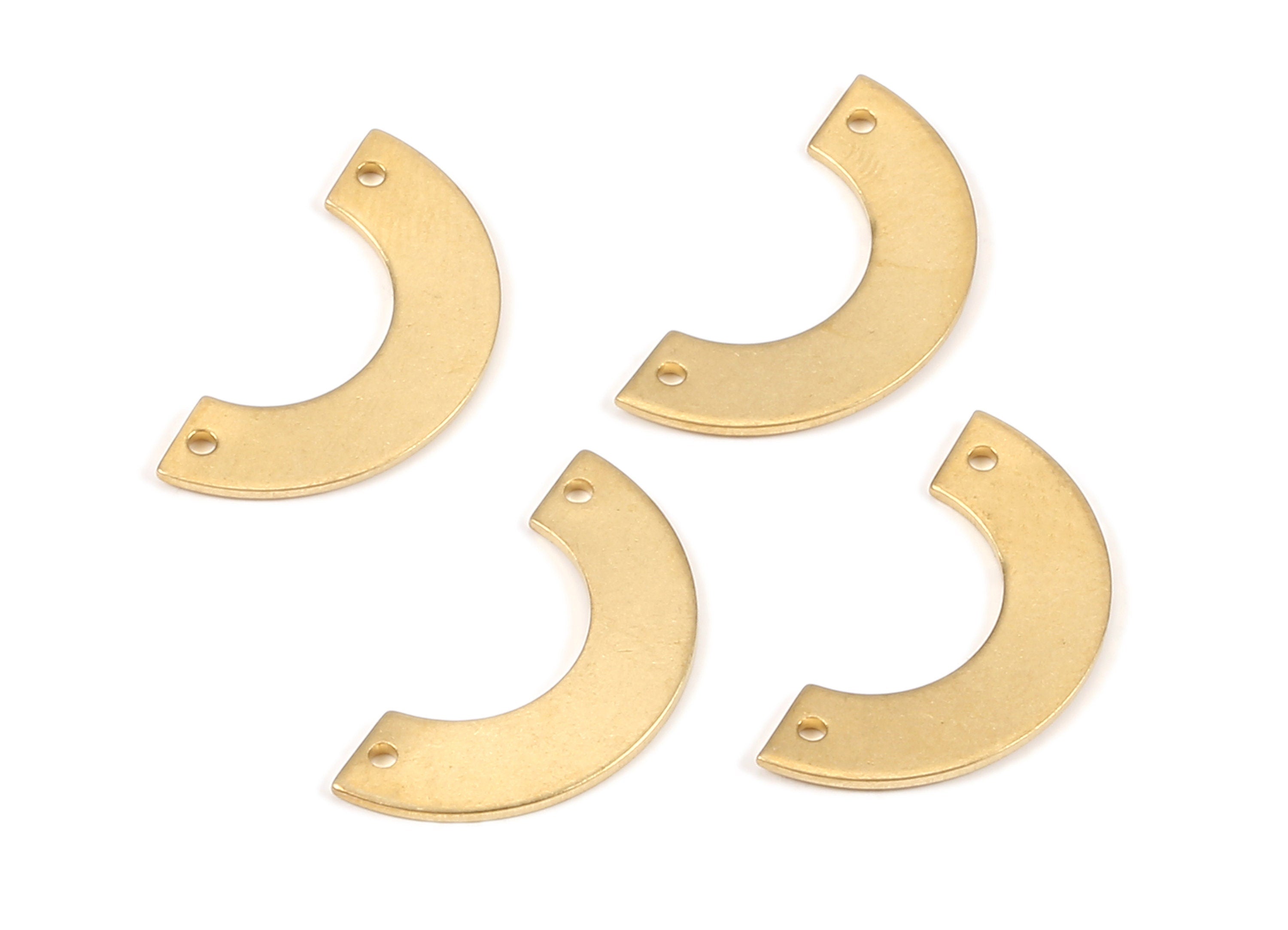 Brass Semicircle Connector - Raw Brass Semicircle Connectors With 2 Holes - Jewelry Supplies - 25.13x5.91x0.94mm - PP2171 - DOMEDBAZAAR