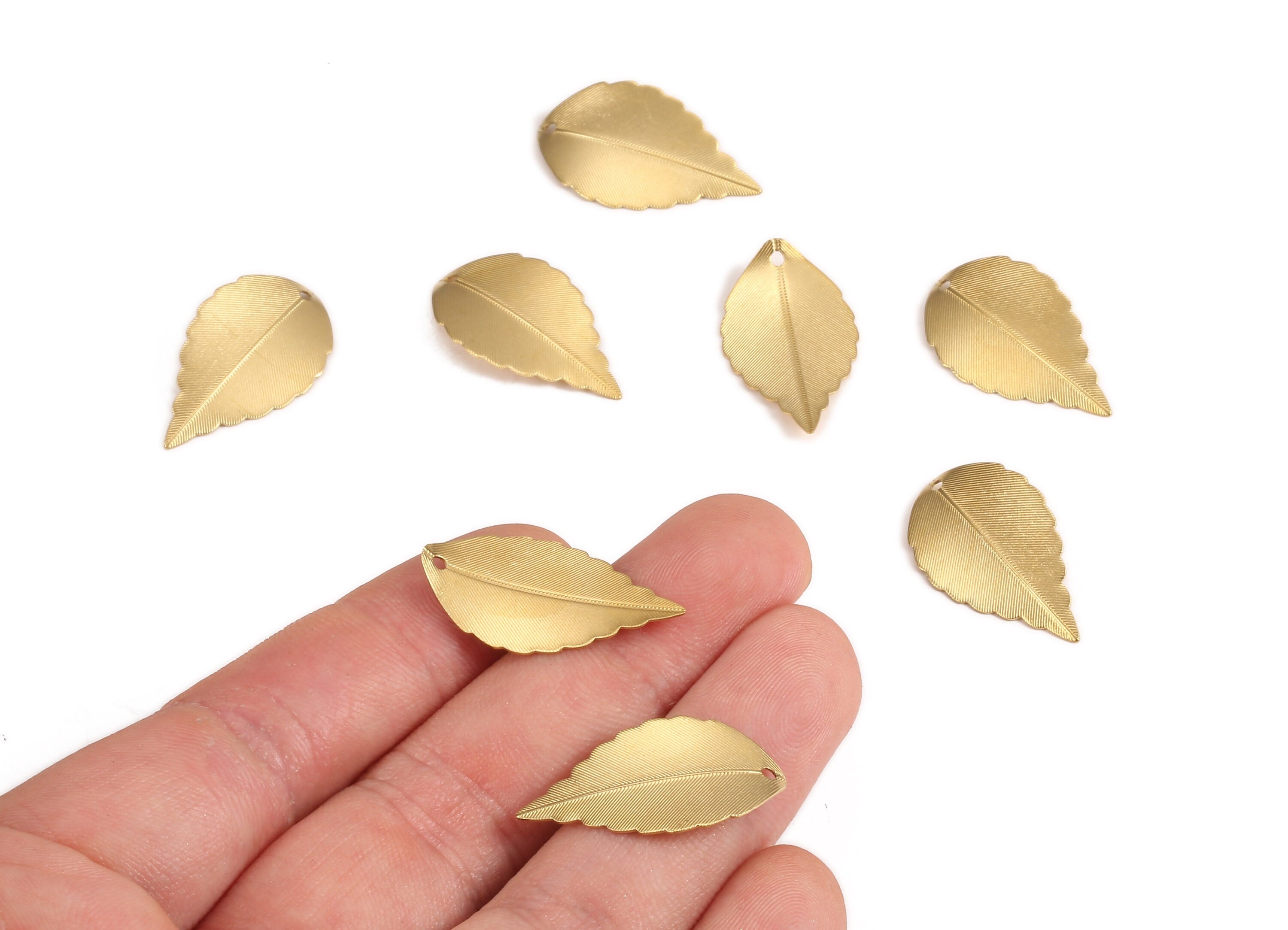 Brass Leaf Charms - Raw Brass Leaf Earrings and Pendant - Earring Findings - Jewelry Supplies - 26.66x15.05x0.43mm - PP2293 - DOMEDBAZAAR