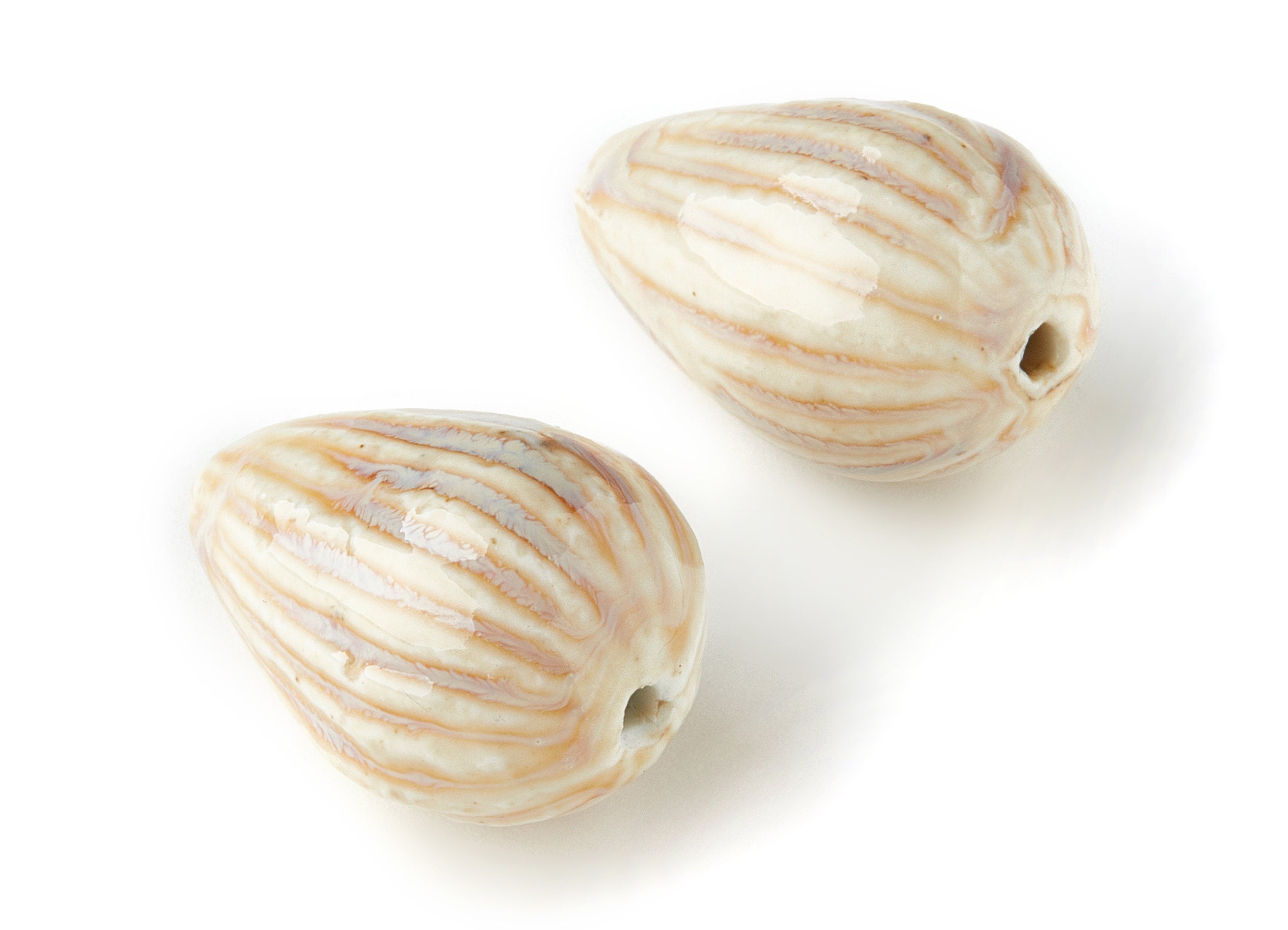 Glazed Ceramic Beads - Carved Shaped Beads - Handmade Beads - Necklace Beads - Connectors Beads - Jewelry Supplies - 34.54x23.27mm - NS1044 - DOMEDBAZAAR