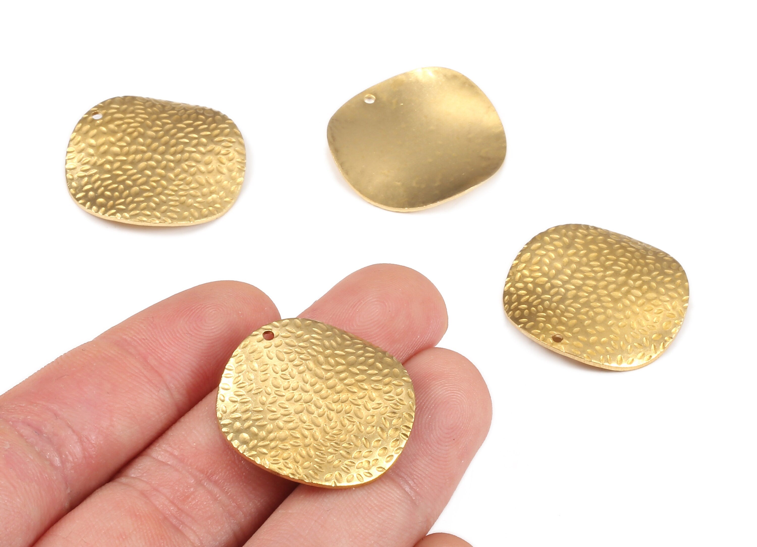 Brass Round Charms - Raw Brass Textured Convex Round Earrings and Pendant - Jewelry Supplies - 25.41x25.41x1.01mm - PP2281 - DOMEDBAZAAR