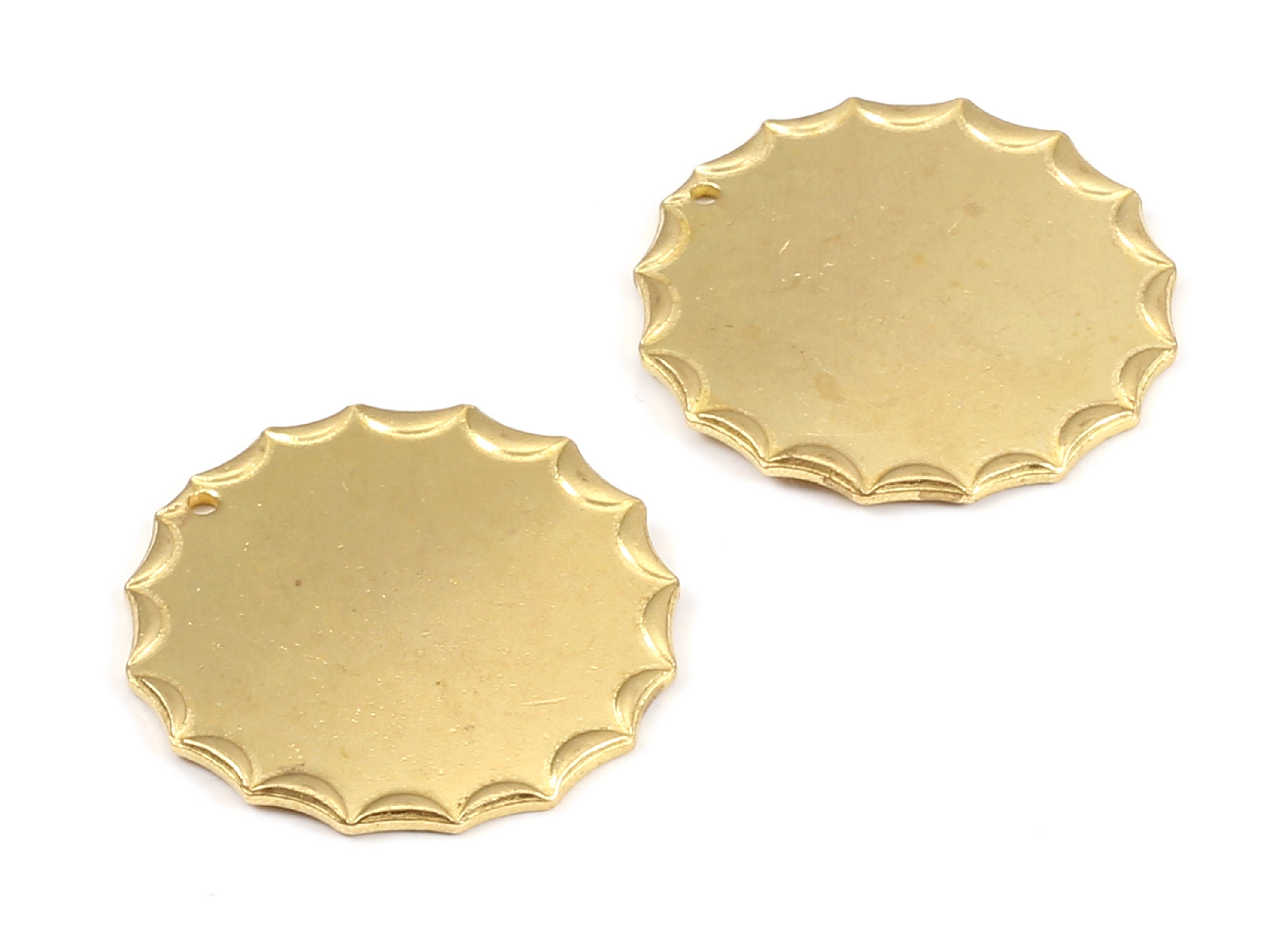 Brass Sun Charms - Raw Brass Round Earrings and Pendant - Earring Findings - Jewelry Supplies - 28.32x28.32x1.15mm - PP2159 - DOMEDBAZAAR
