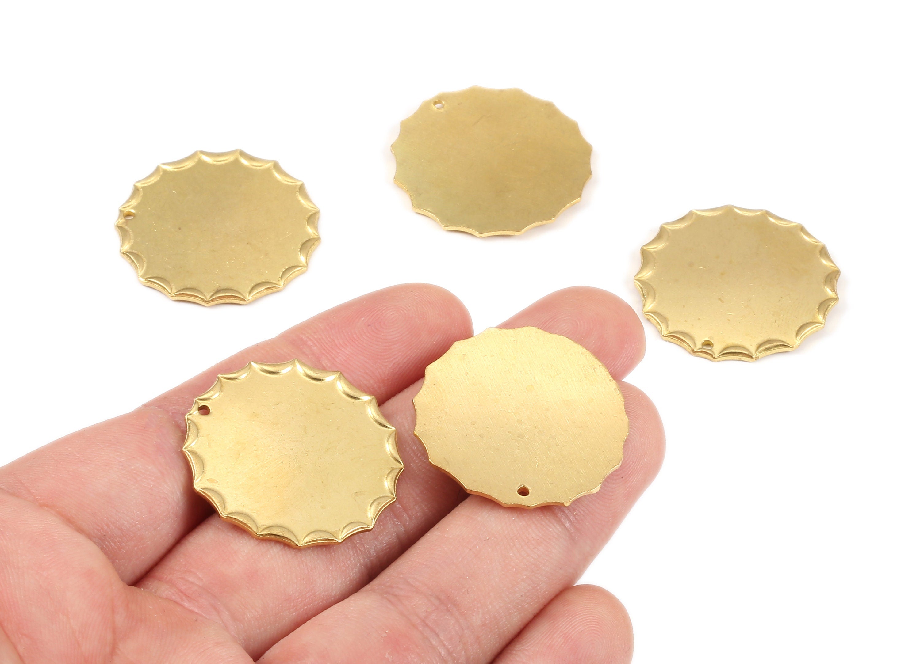 Brass Sun Charms - Raw Brass Round Earrings and Pendant - Earring Findings - Jewelry Supplies - 28.32x28.32x1.15mm - PP2159 - DOMEDBAZAAR