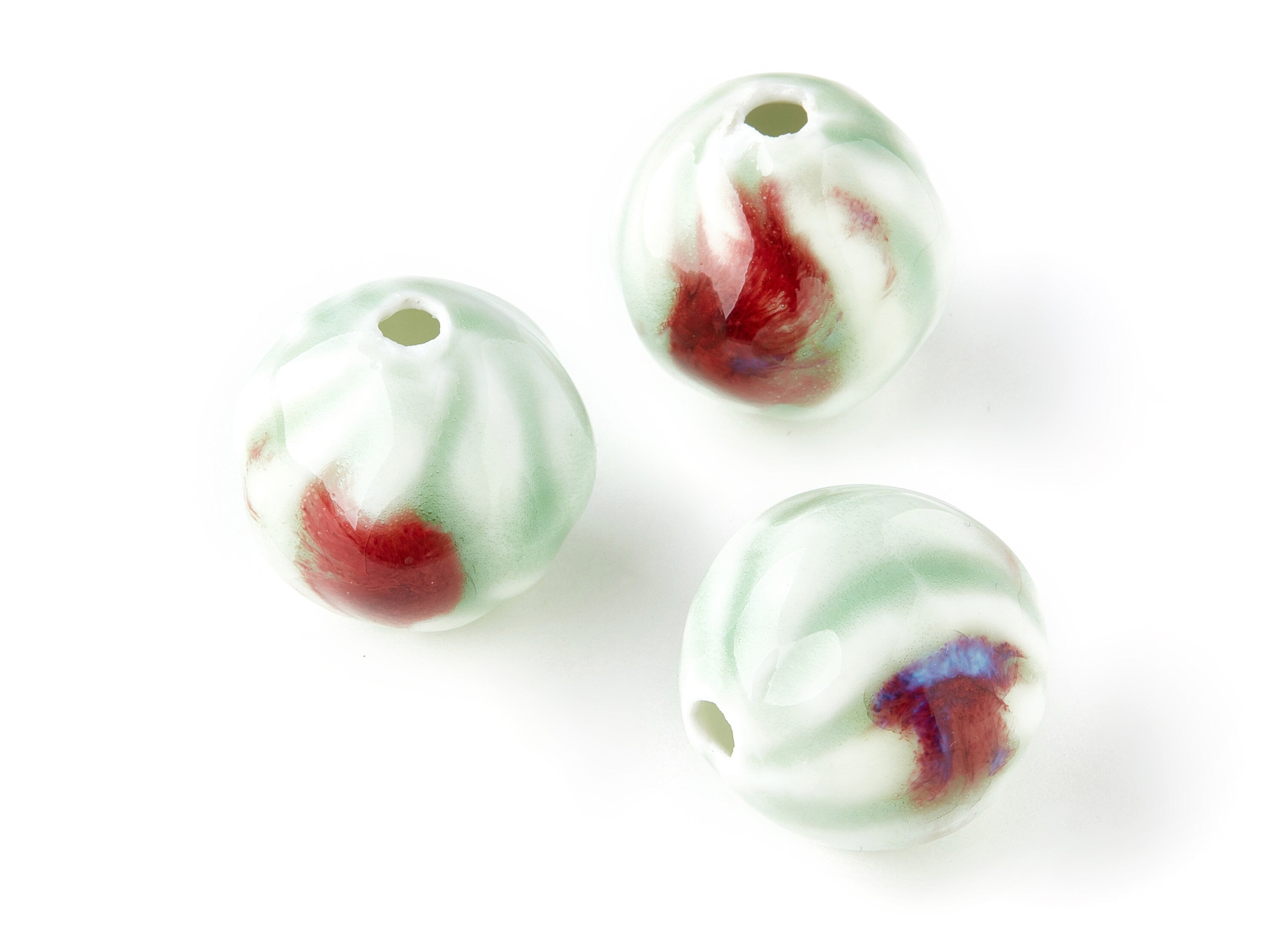 Glazed Ceramic Beads - Carved Shaped Beads - Handmade Beads - Necklace Beads - Connectors Beads - Jewelry Supplies - 30.77x30.15mm - NS1041 - DOMEDBAZAAR