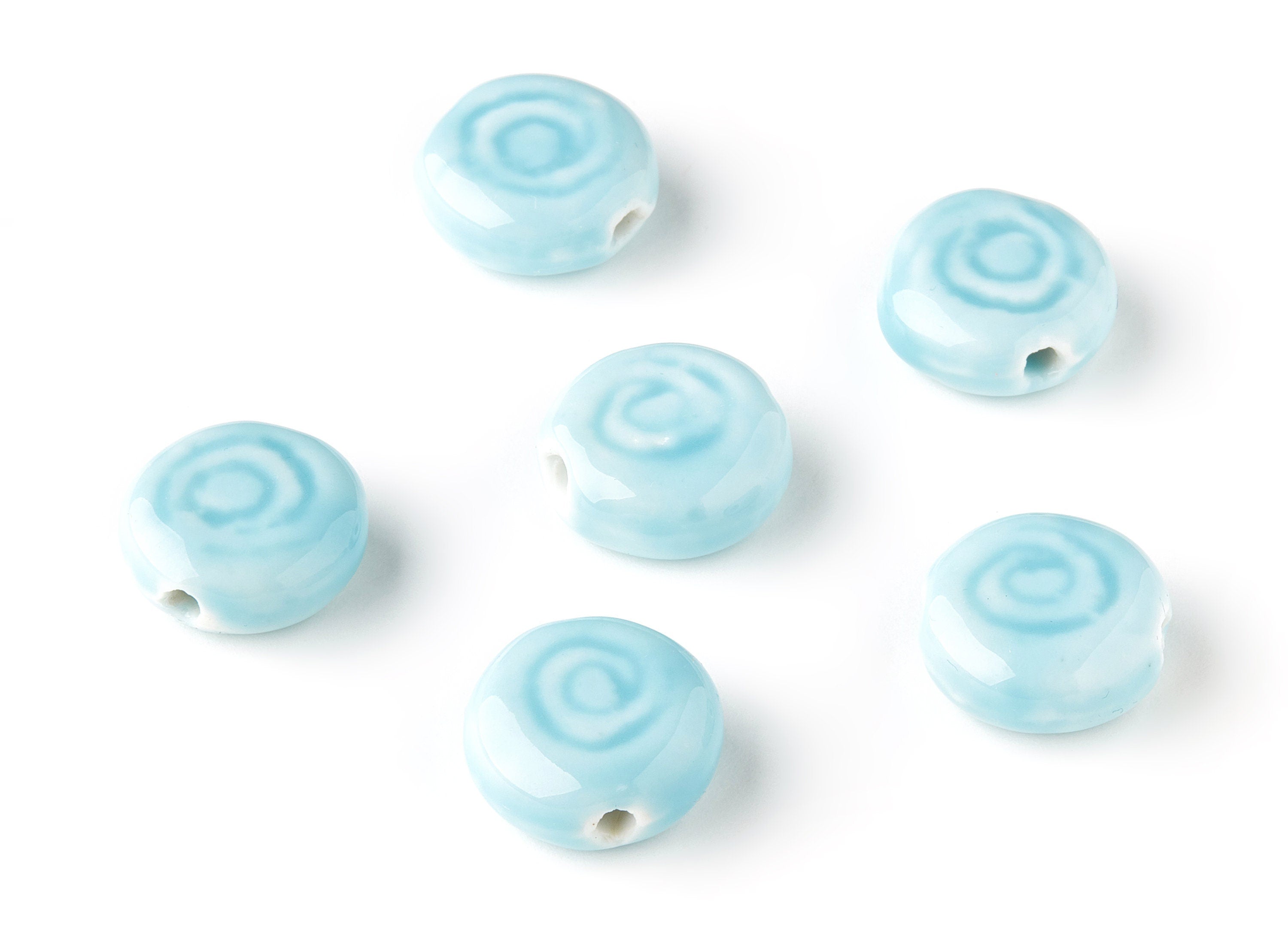 Glazed Ceramic Round Beads - Carved Beads - Handmade Beads - Necklace Bead - Connectors Bead - Jewelry Supplies - 19.4x18.68x8.38mm - NS1028 - DOMEDBAZAAR