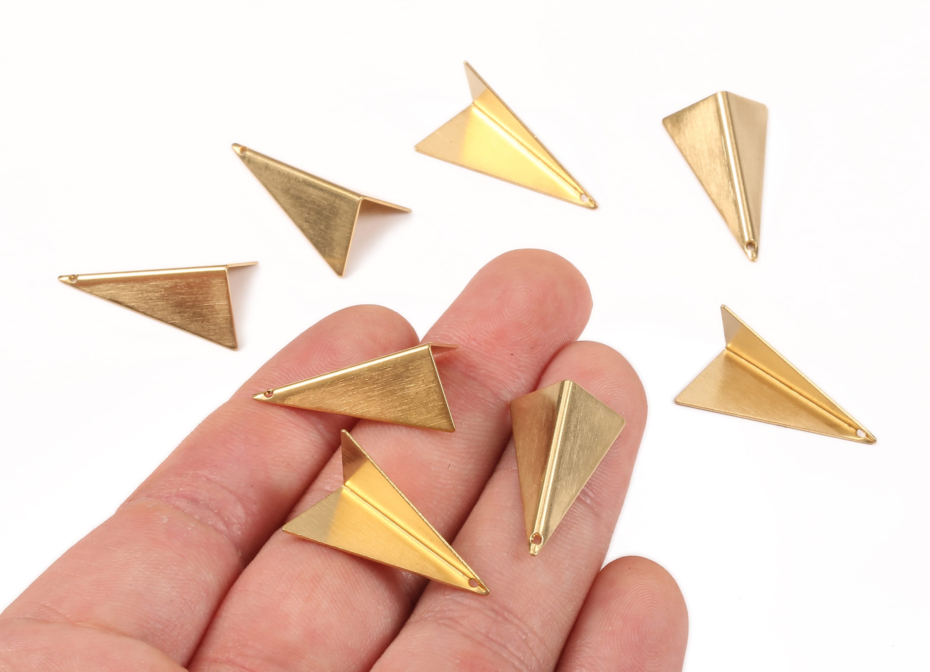 Brass Geometric Charms - Raw Brass Triangle Earrings and Pendant - Earring Findings - Jewelry Supplies - 24.96x14.31x0.5mm - PP2163 - DOMEDBAZAAR