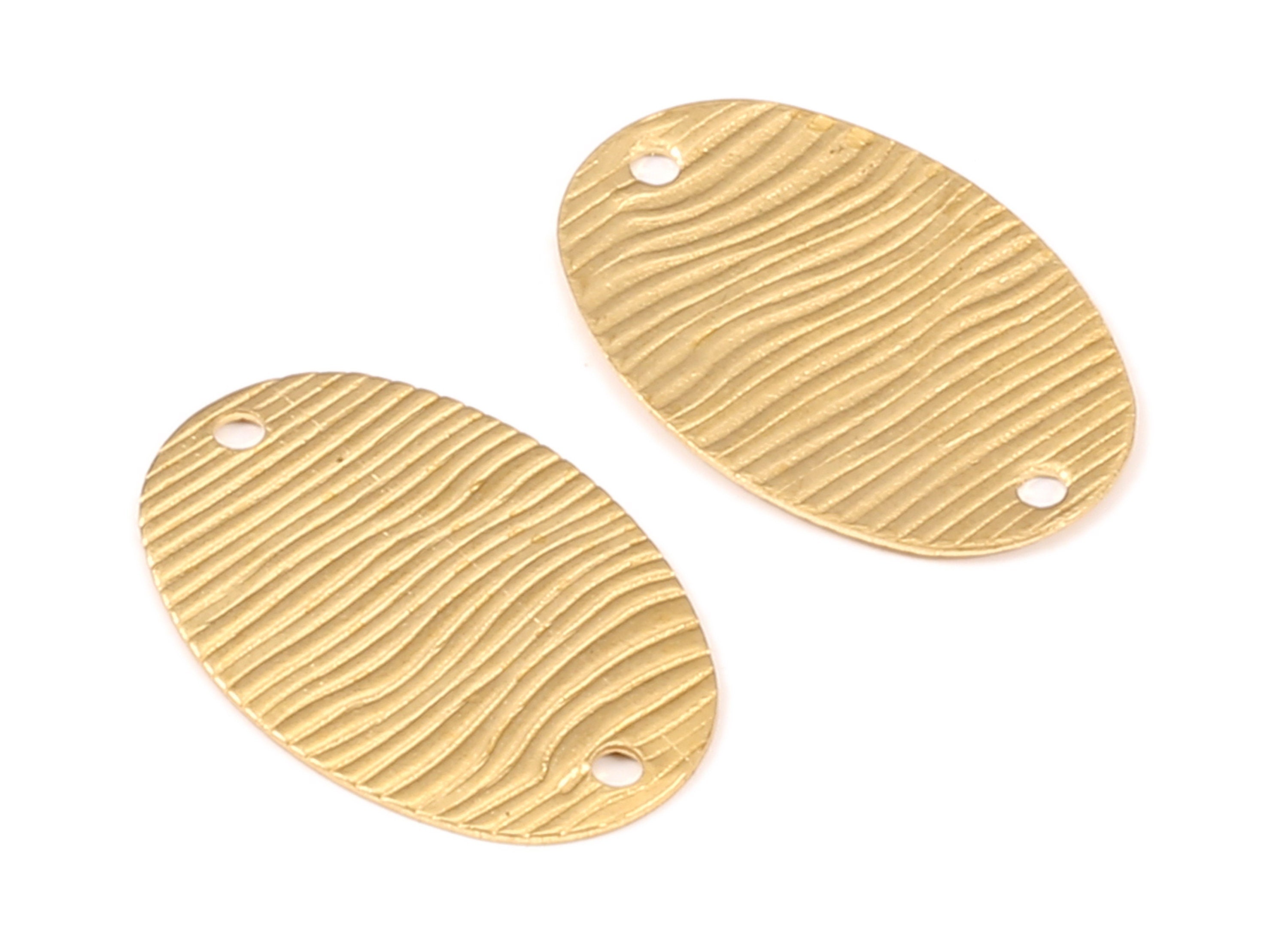Brass Oval Connectors - Raw Brass Oval Connectors - Earring Findings - Jewelry Supplies - 2 Holes - 24.47x16.2x0.56mm - PP2279 - DOMEDBAZAAR