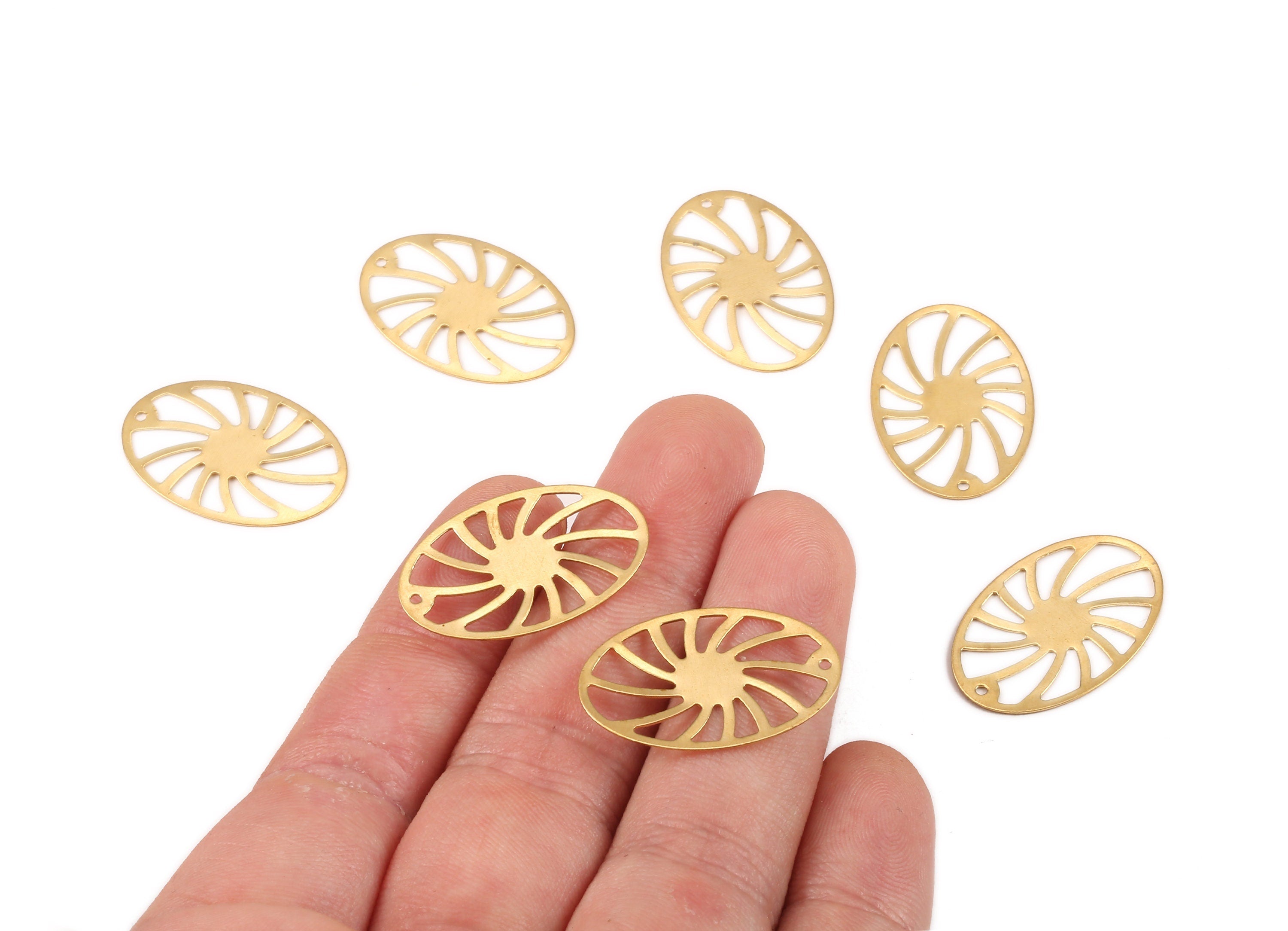 Brass Oval Charms - Raw Brass Oval Earrings and Pendant - Earring Findings - Jewellery Supplies - 27.02x17.89x0.42mm - PP2301 - DOMEDBAZAAR
