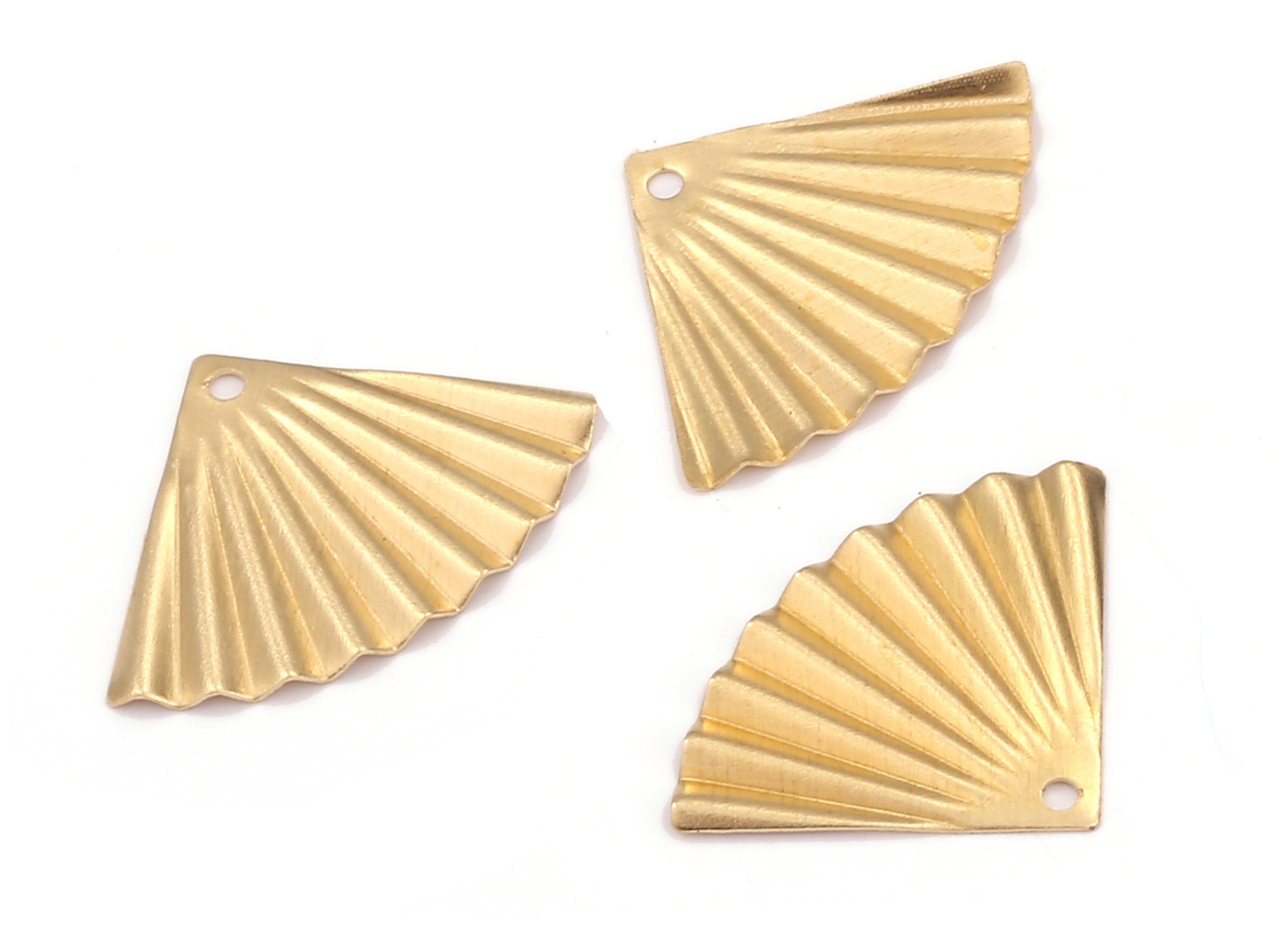 Brass Fan Charms - Raw Brass Fan Earrings and Pendant - Earring Findings - Jewelry Supplies - 19.67x14.04x0.57mm - PP2193 - DOMEDBAZAAR