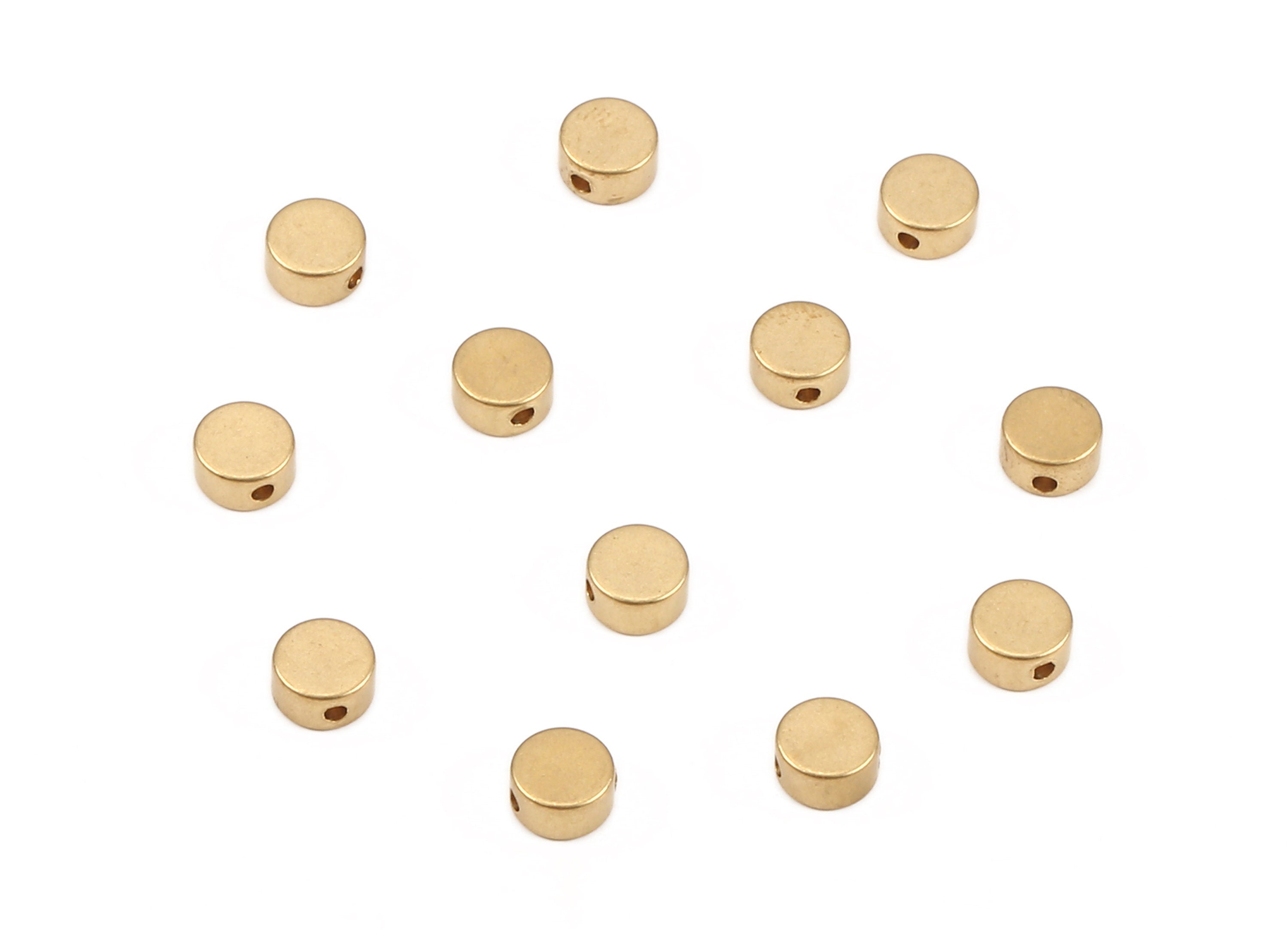 Brass Spacer Bead - Raw Brass Round Beads - Spacer Connectors - Earring Findings - Jewelry Supplies - 5.98x5.98x3.13mm - PP2231 - DOMEDBAZAAR