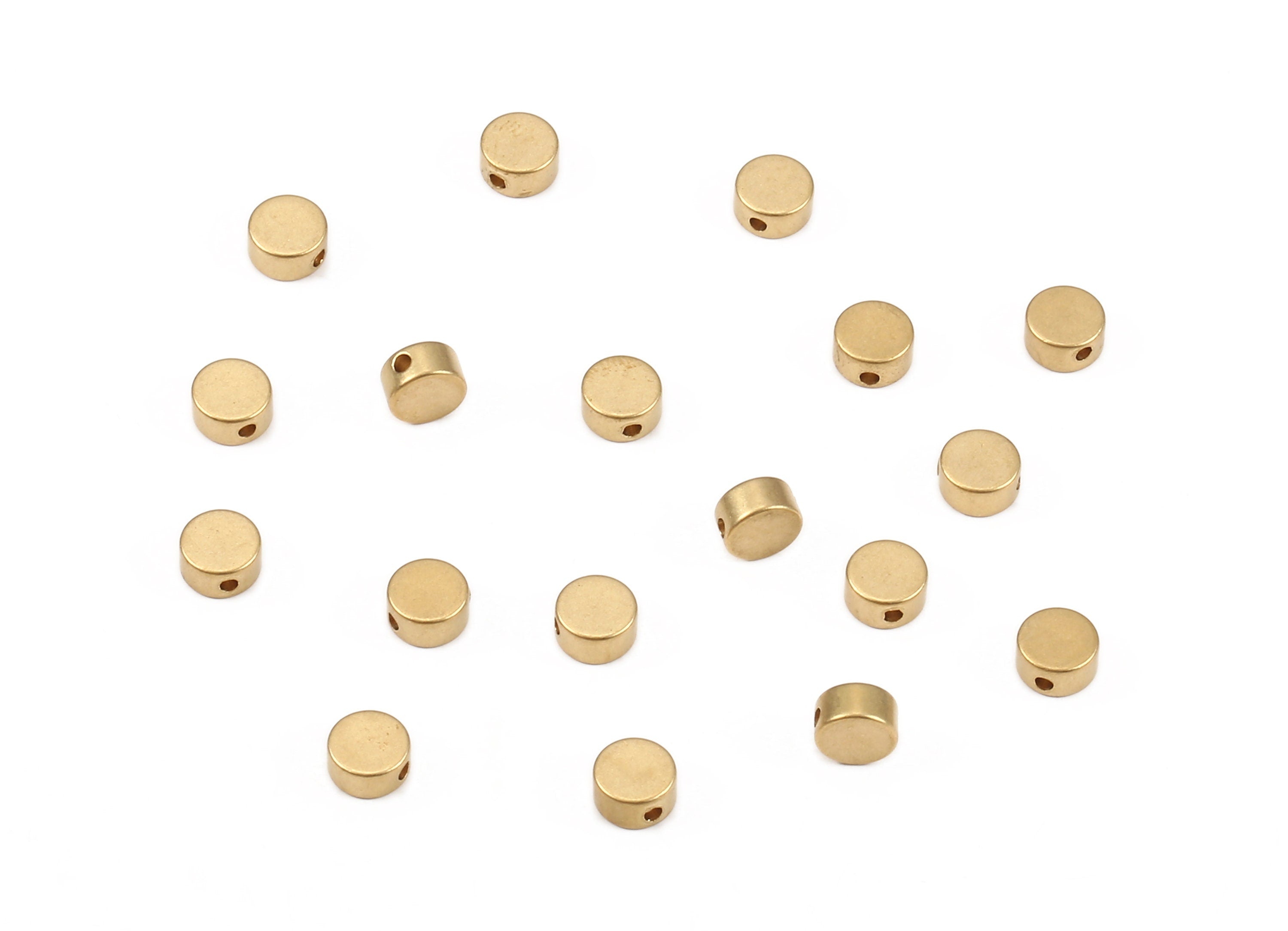 Brass Spacer Bead - Raw Brass Round Beads - Spacer Connectors - Earring Findings - Jewelry Supplies - 5.98x5.98x3.13mm - PP2231 - DOMEDBAZAAR
