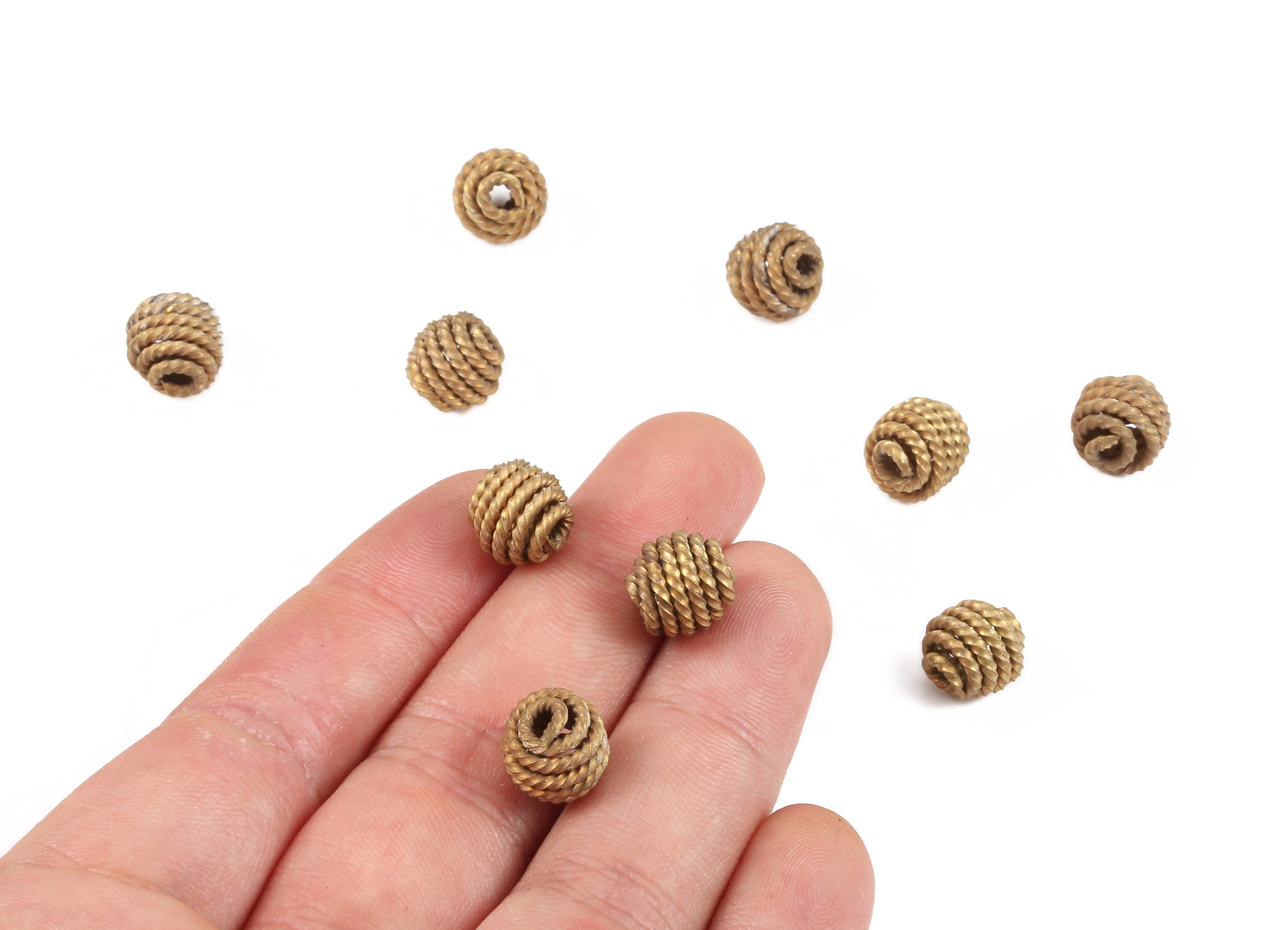 Brass Ball Charms - Raw Brass Beads Earrings and Pendant - Necklace Connectors - Jewelry Supplies - 10.09x9.54x1.52mm - PP2295 - DOMEDBAZAAR