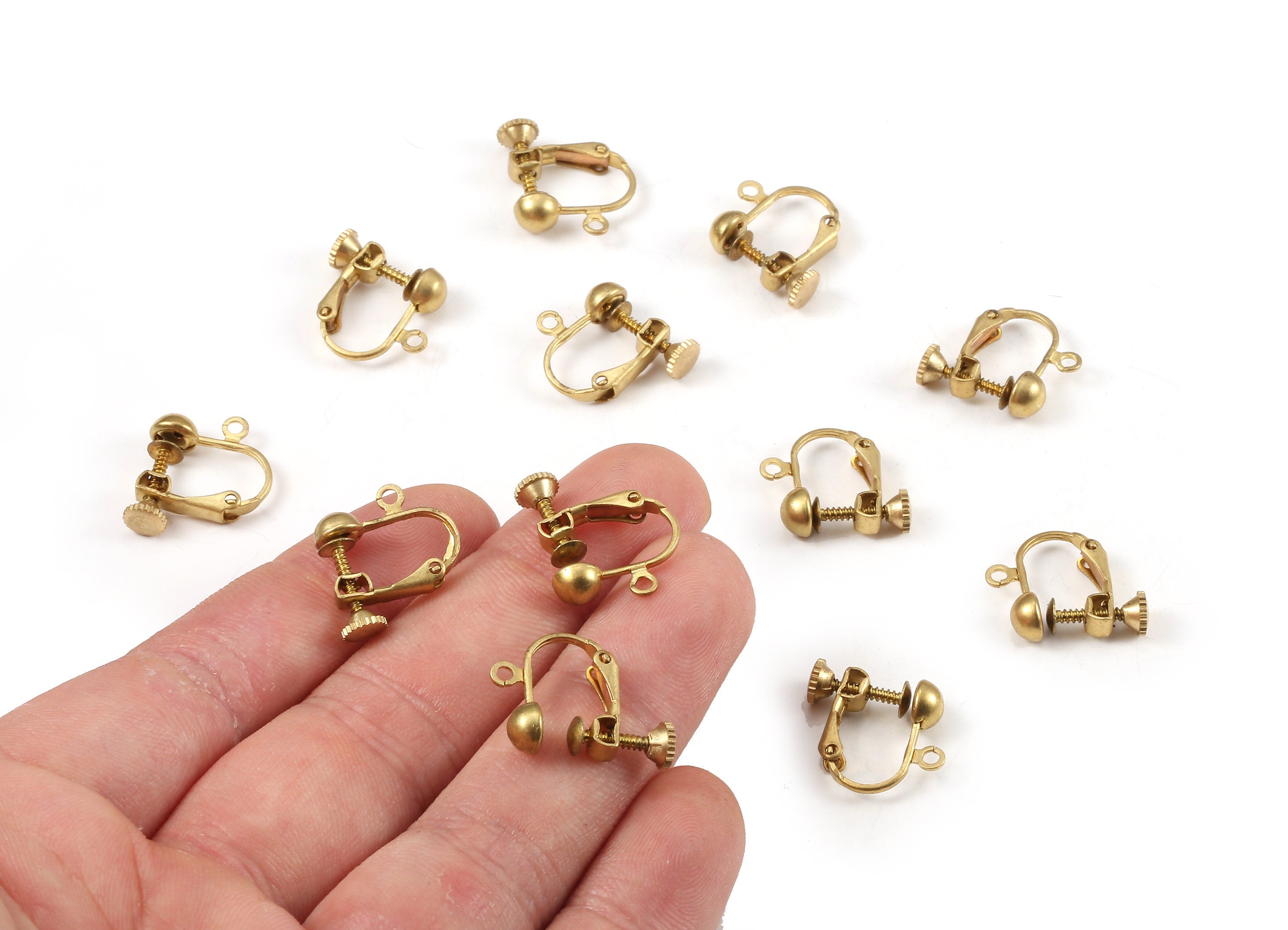 Brass Earring Clips - Raw Brass Screw Back Clips Earrings - Screwback Clip on Earrings - Jewelry Supplies - 17.05x15.01mm - PP2229 - DOMEDBAZAAR