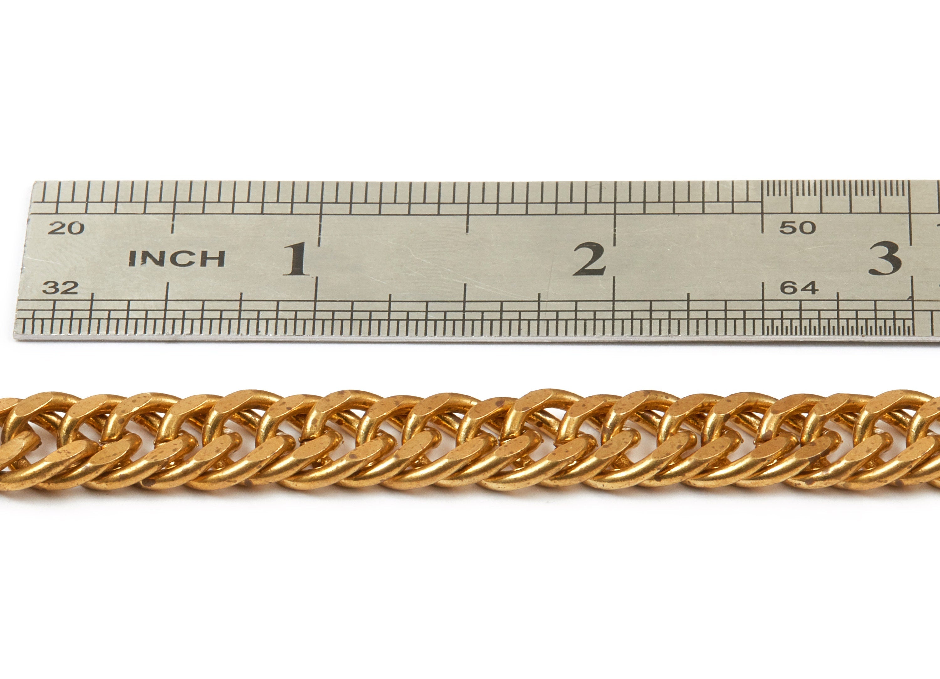 Faceted Curb Chain - Raw Brass Curb Chain - Open Link Chain - 0.46" x 0.38" x 0.07" - CC1122 - DOMEDBAZAAR